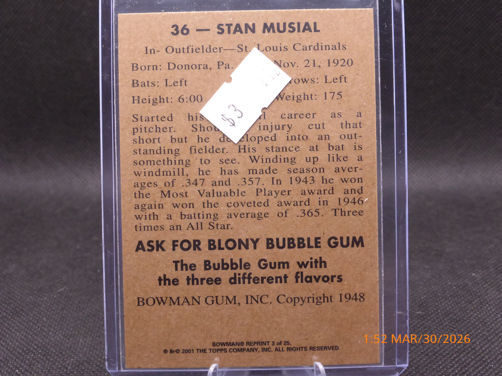 01 Bowman Reprint Stan Musial #36