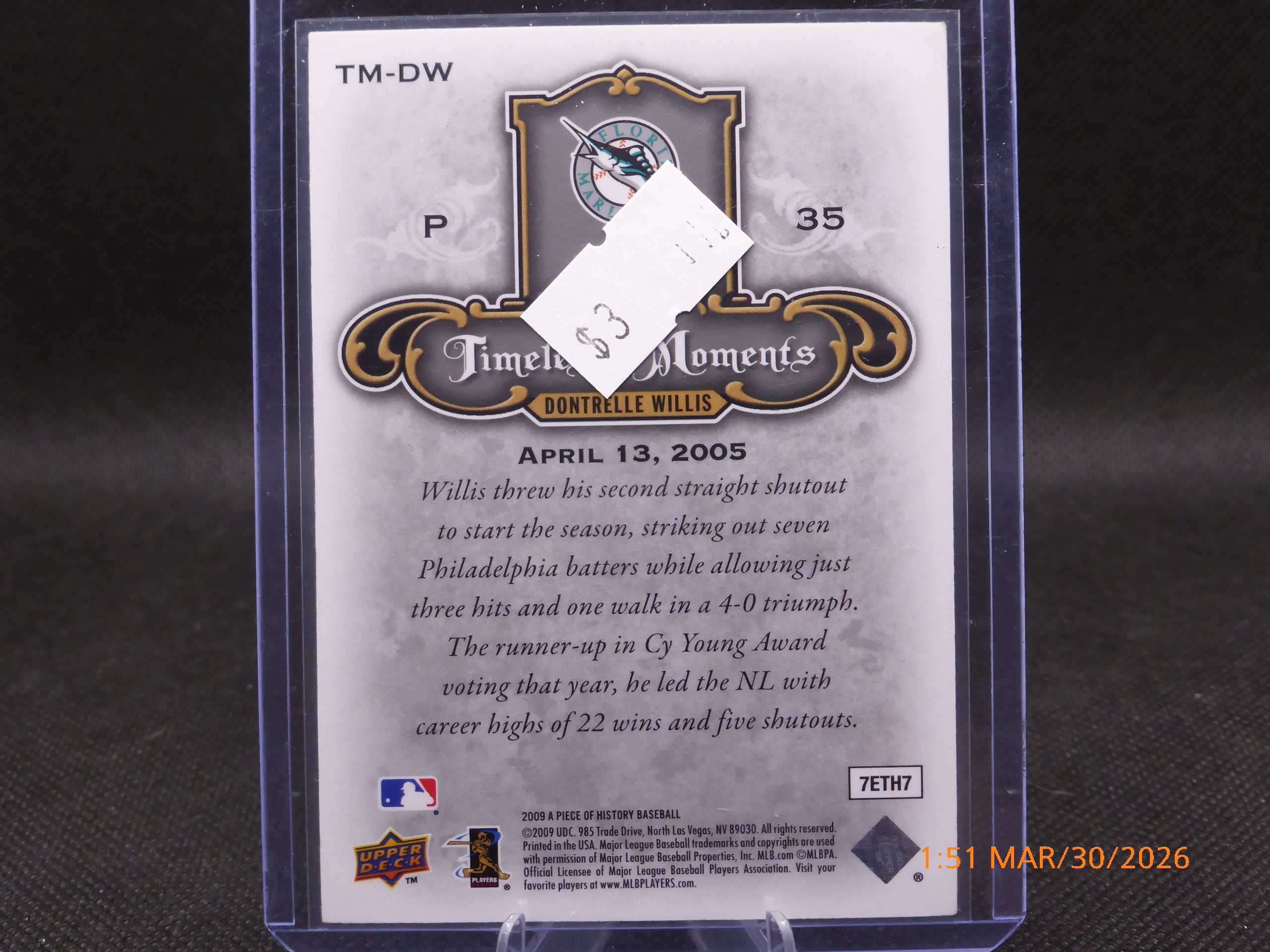 09 Upper Deck Timeless Moments Dontrelle Willis #TM-DW 096-149