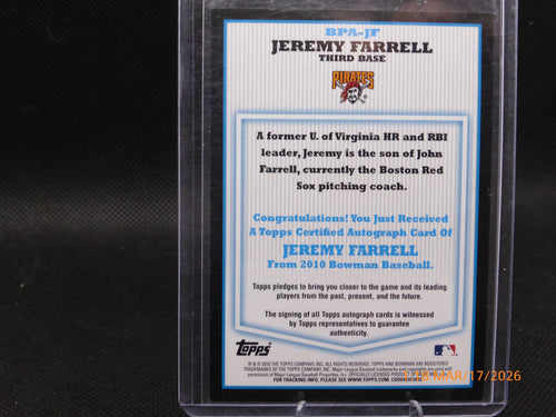 10 Bowman Jeremy Farrell #BPA-JF Autograph