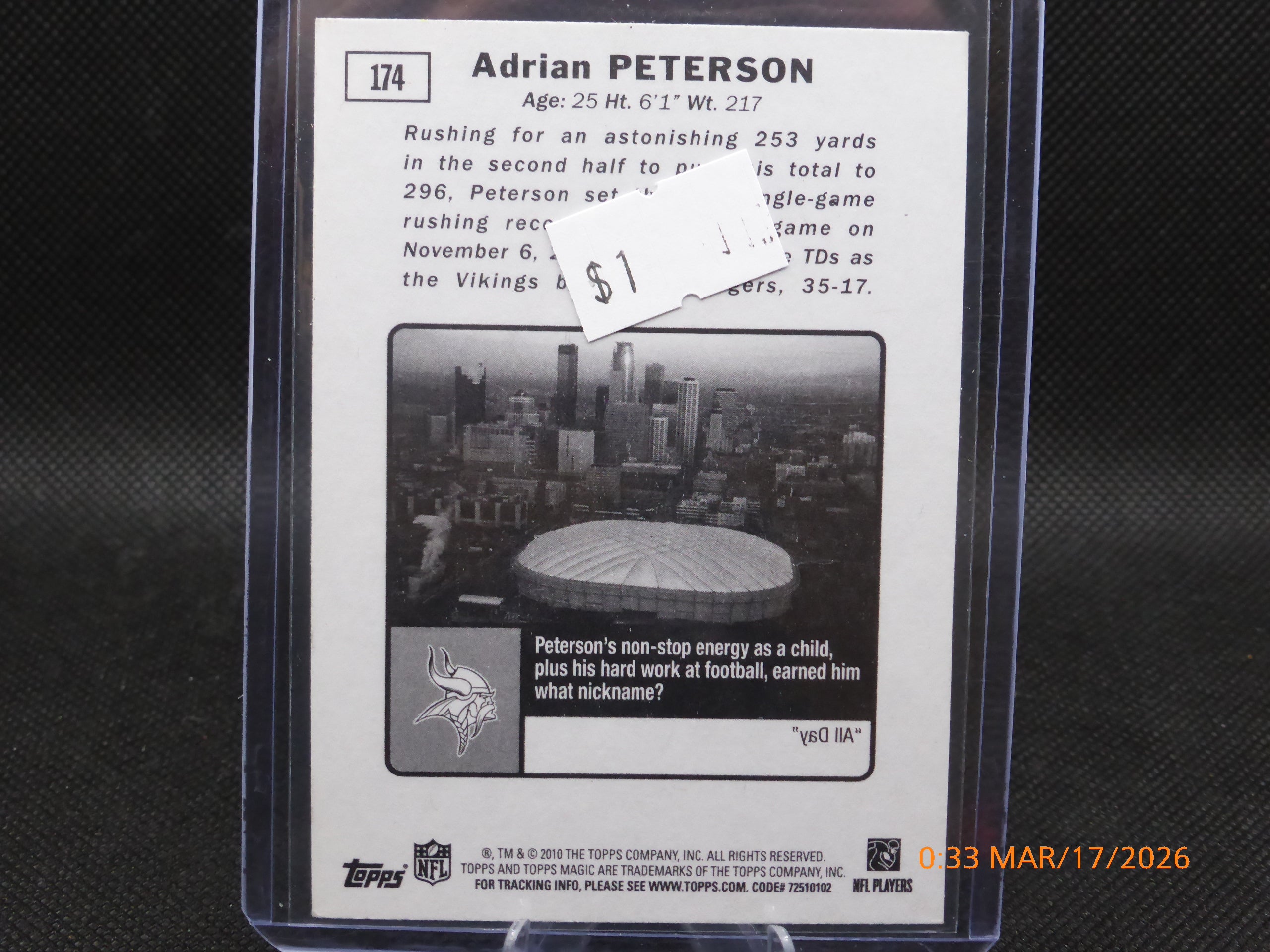 10 Topps Magic Adrian Peterson #174