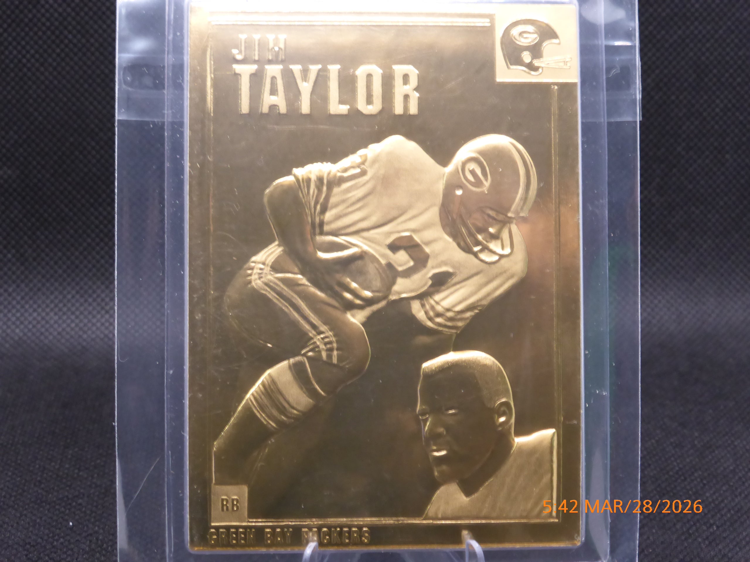 1999-2001 Danbury Mint 22K Gold Legends Jim Taylor #45 HOF