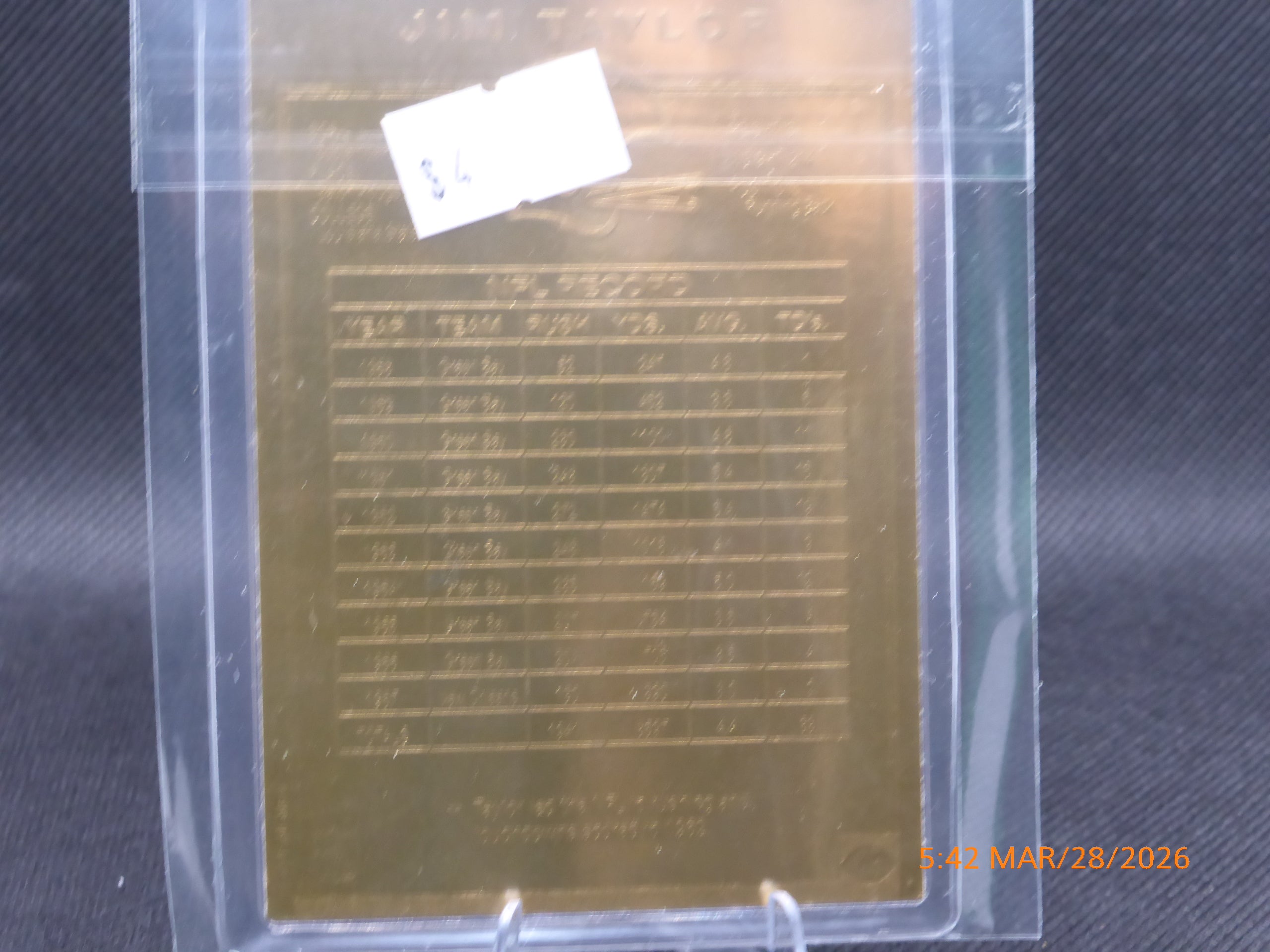 1999-2001 Danbury Mint 22K Gold Legends Jim Taylor #45 HOF