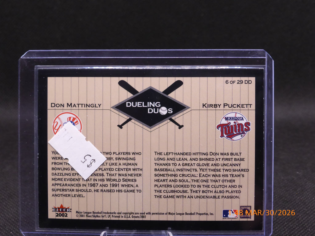 2001 Fleer Greats Mattingly Puckett #6 of 29 DD