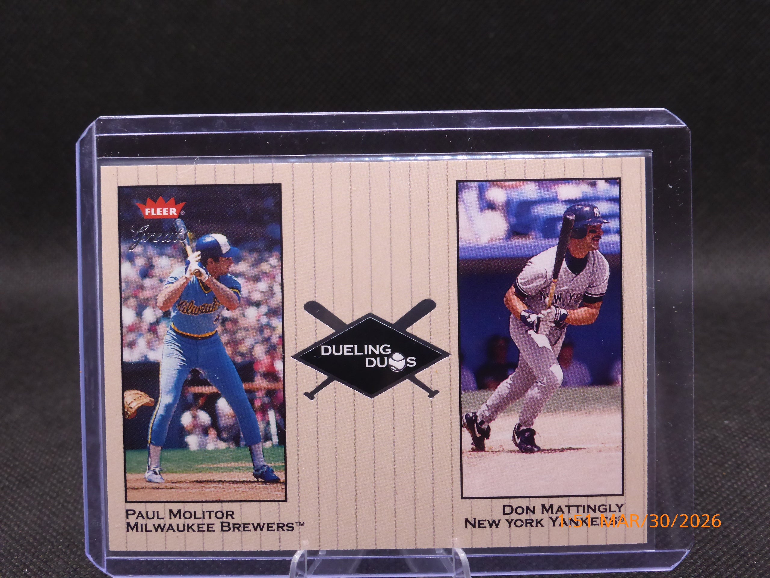 2001 Fleer Greats Molitor Mattingly #10 of 29 DD