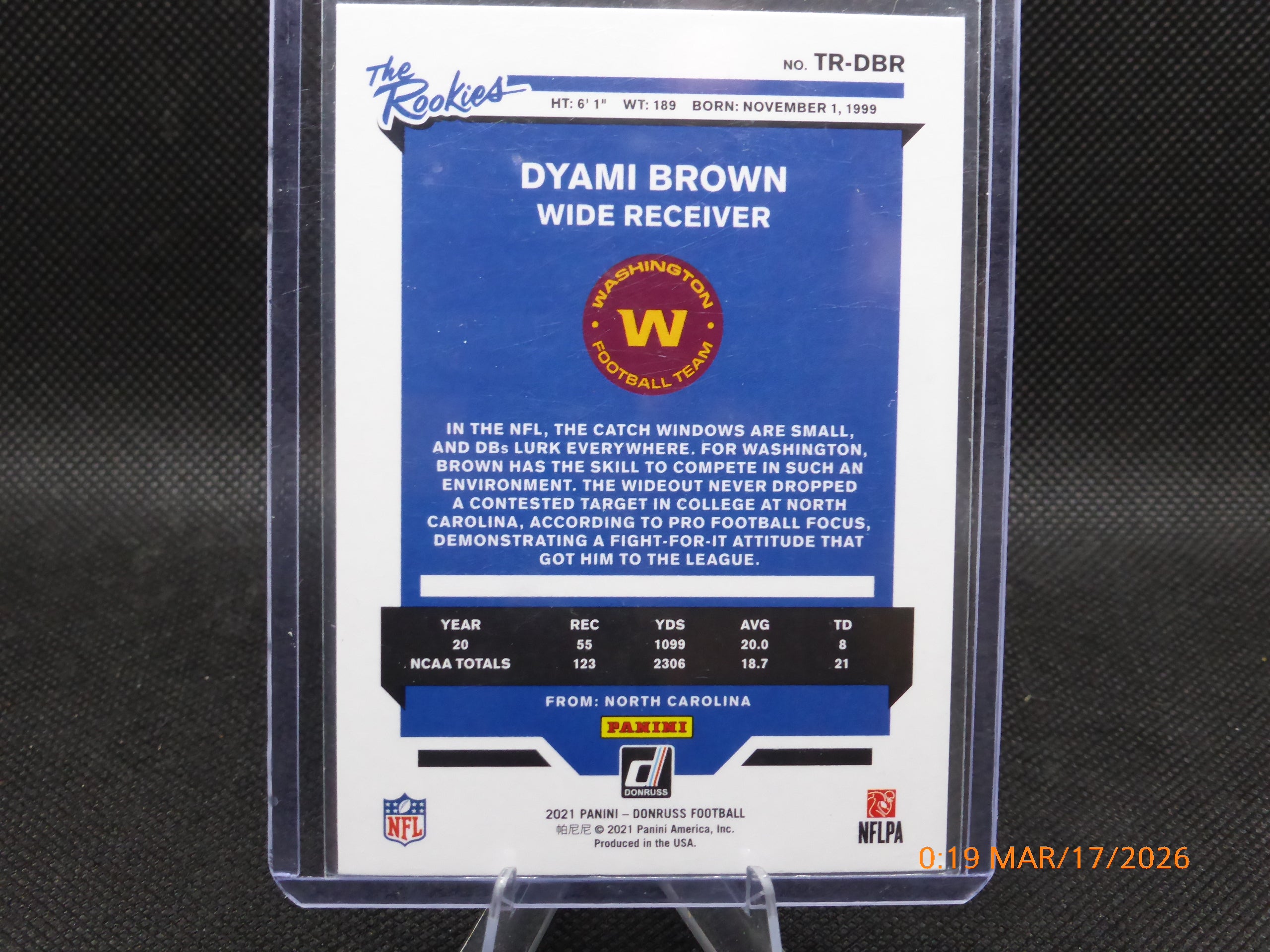 21 Donruss Dyami Brown # TR-DBR the Rookies