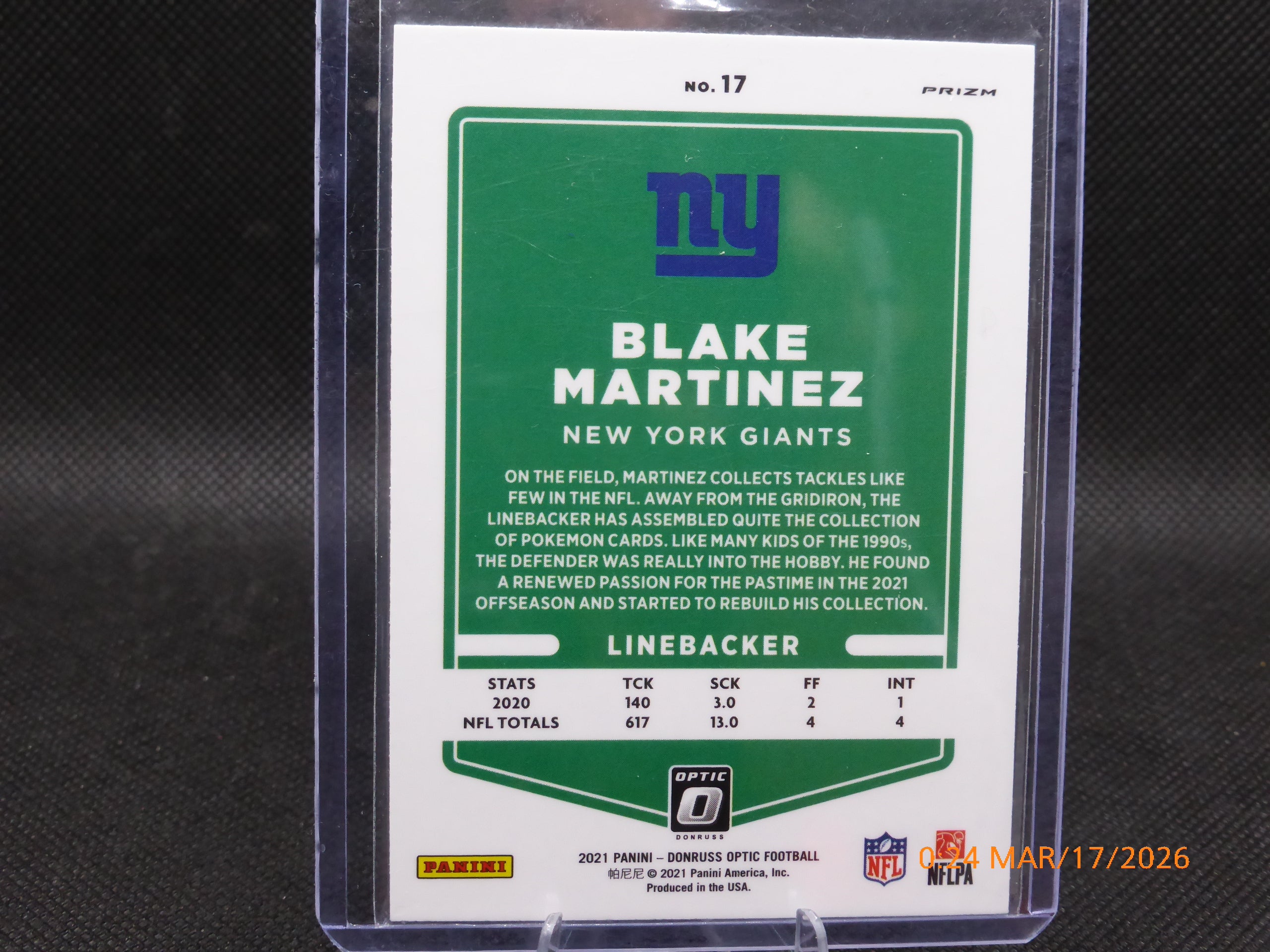 21 Donruss Optic Blake Martinez #17 Prizm