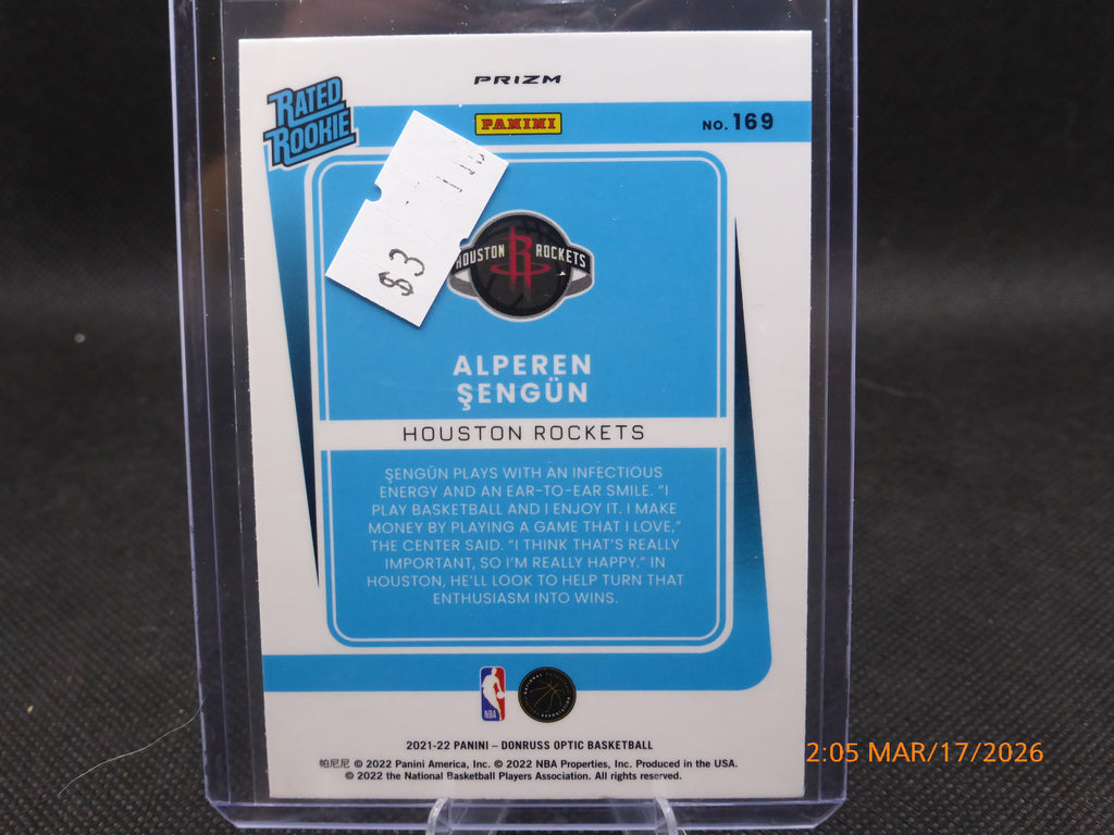 22 Donruss Optic Alperen Sengun #169 Rated Rookie Laser Prizm