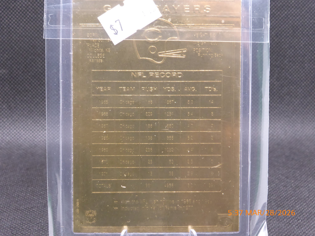 22kt Gold Football Card Gale Sayers Chicago Bears Mint Condition