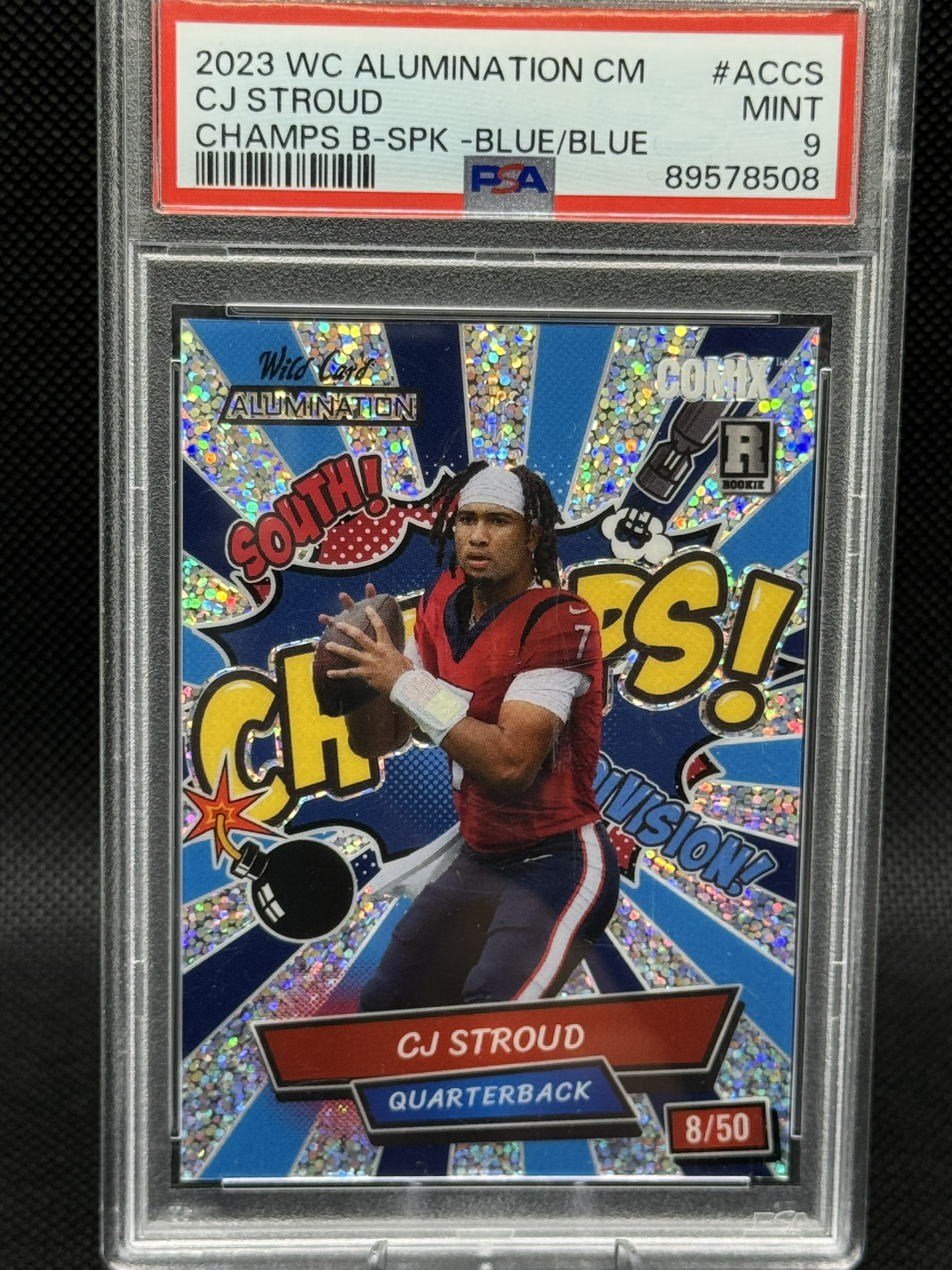 23 WC Alumination CM CJ Stroud #ACCS Champs B-SPK - Blue-Blue PSA 9