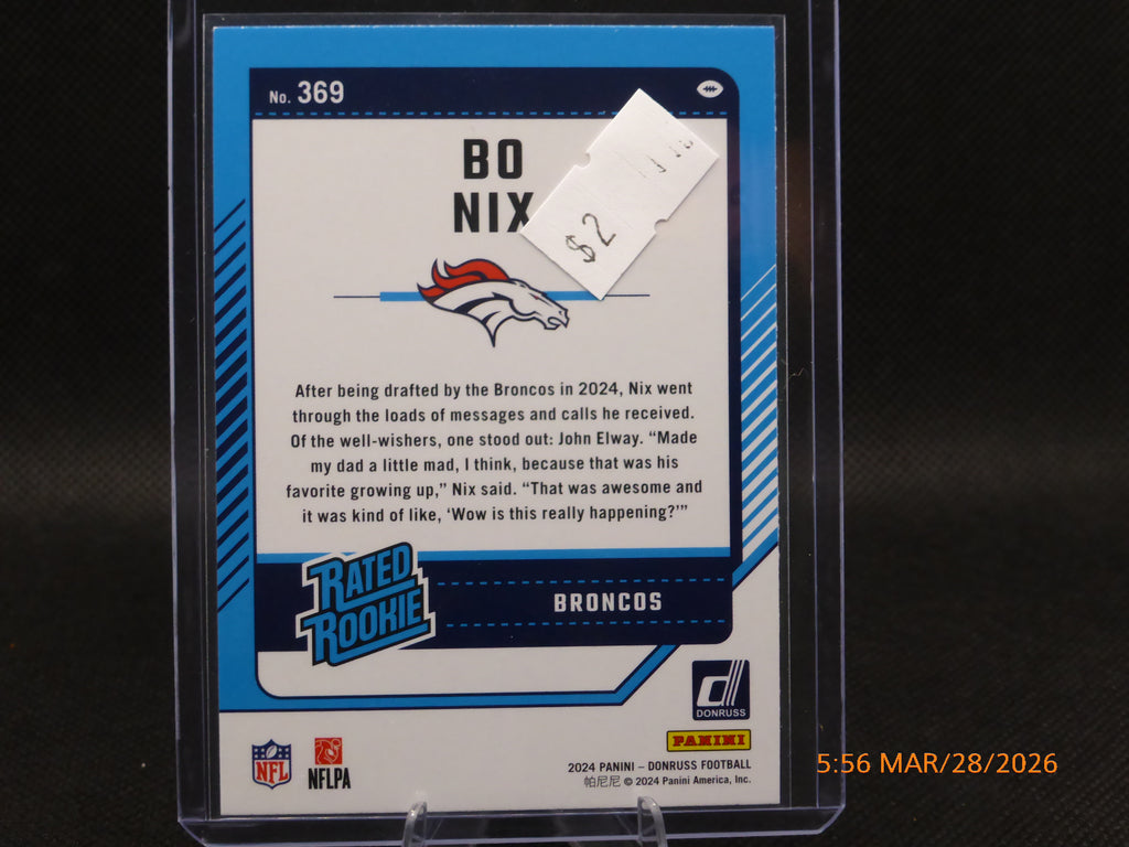 24 Donruss Bo Nix #369 Rated Rookie