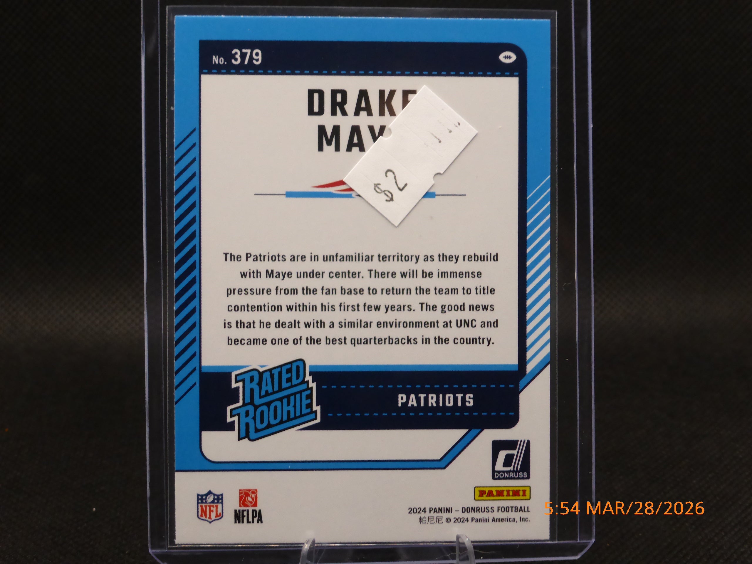 24 Donruss Drake Maye #379 Rated Rookie