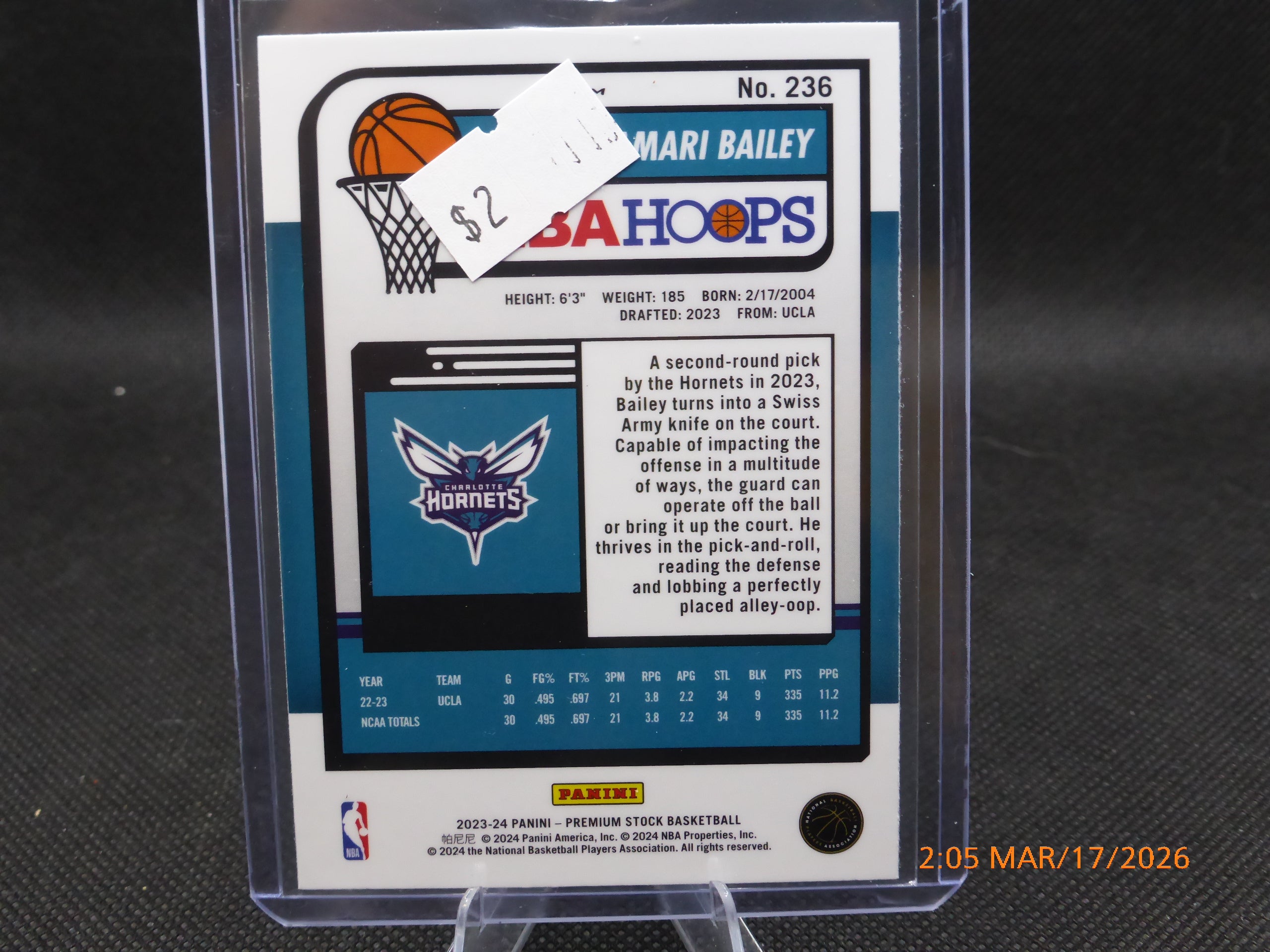 24 NBA Hoops Amari Bailey #236 Cracked Ice Prizm