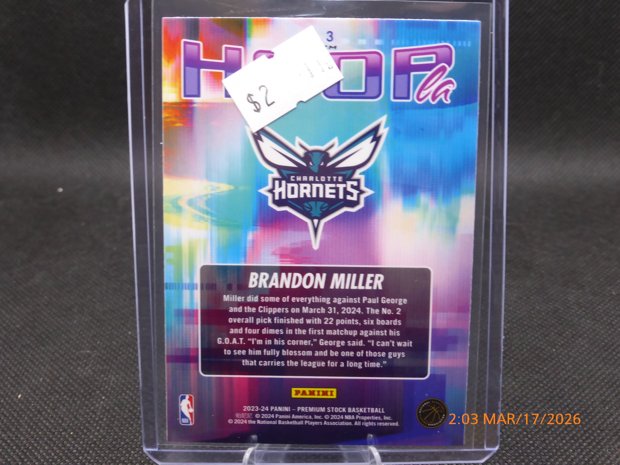 24 NBA Hoops Brandon Miller #3 Hoopla Prizm