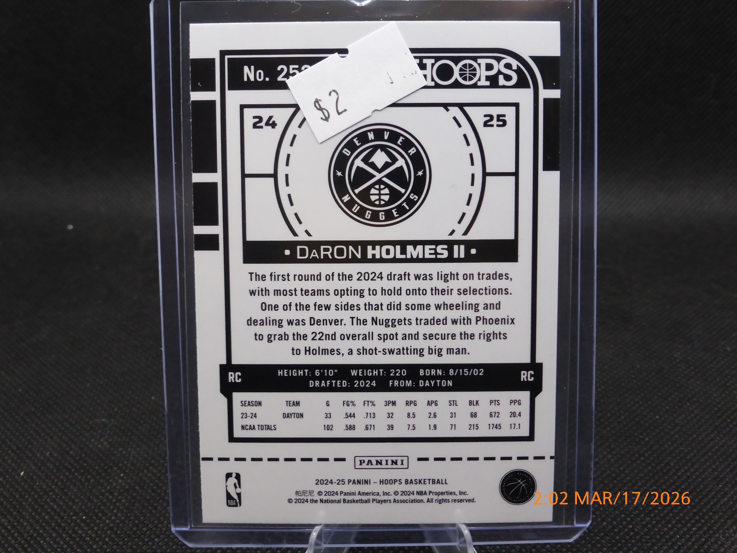 24 NBA Hoops DaRon Holmes II #252 Blue