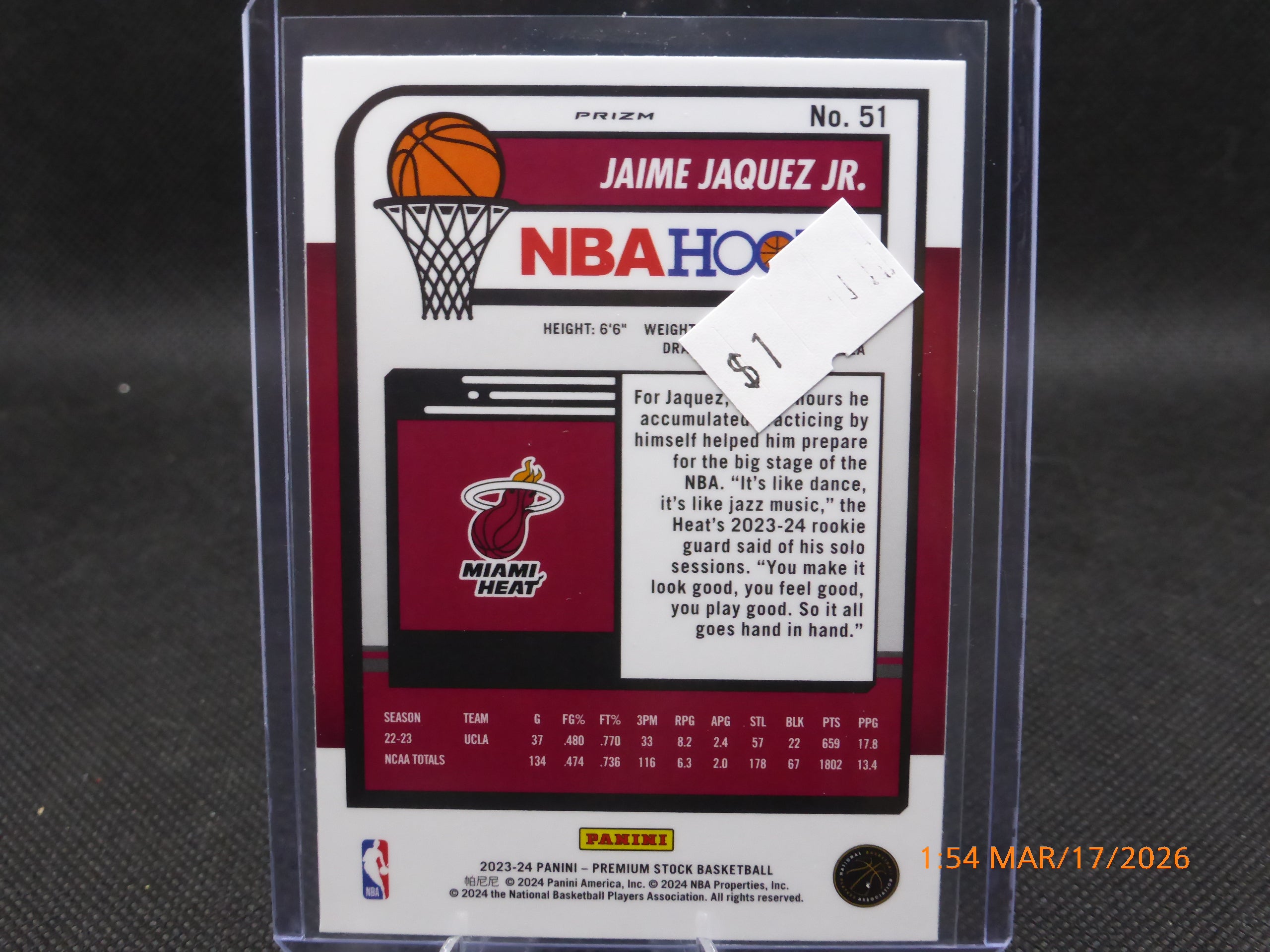 24 NBA Hoops Jaime Jaquez Jr. #51 Crack Ice Prizm