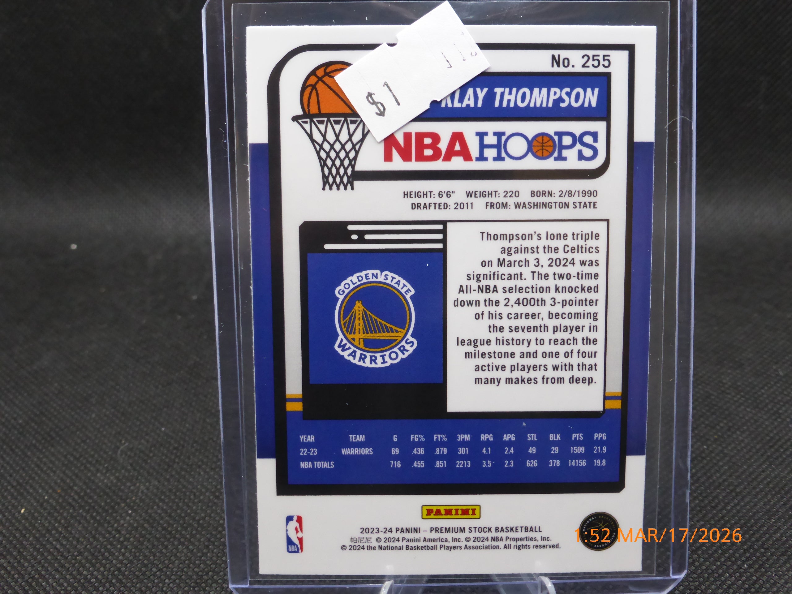 24 NBA Hoops Klay Thompson #255 Crack Ice Prizm