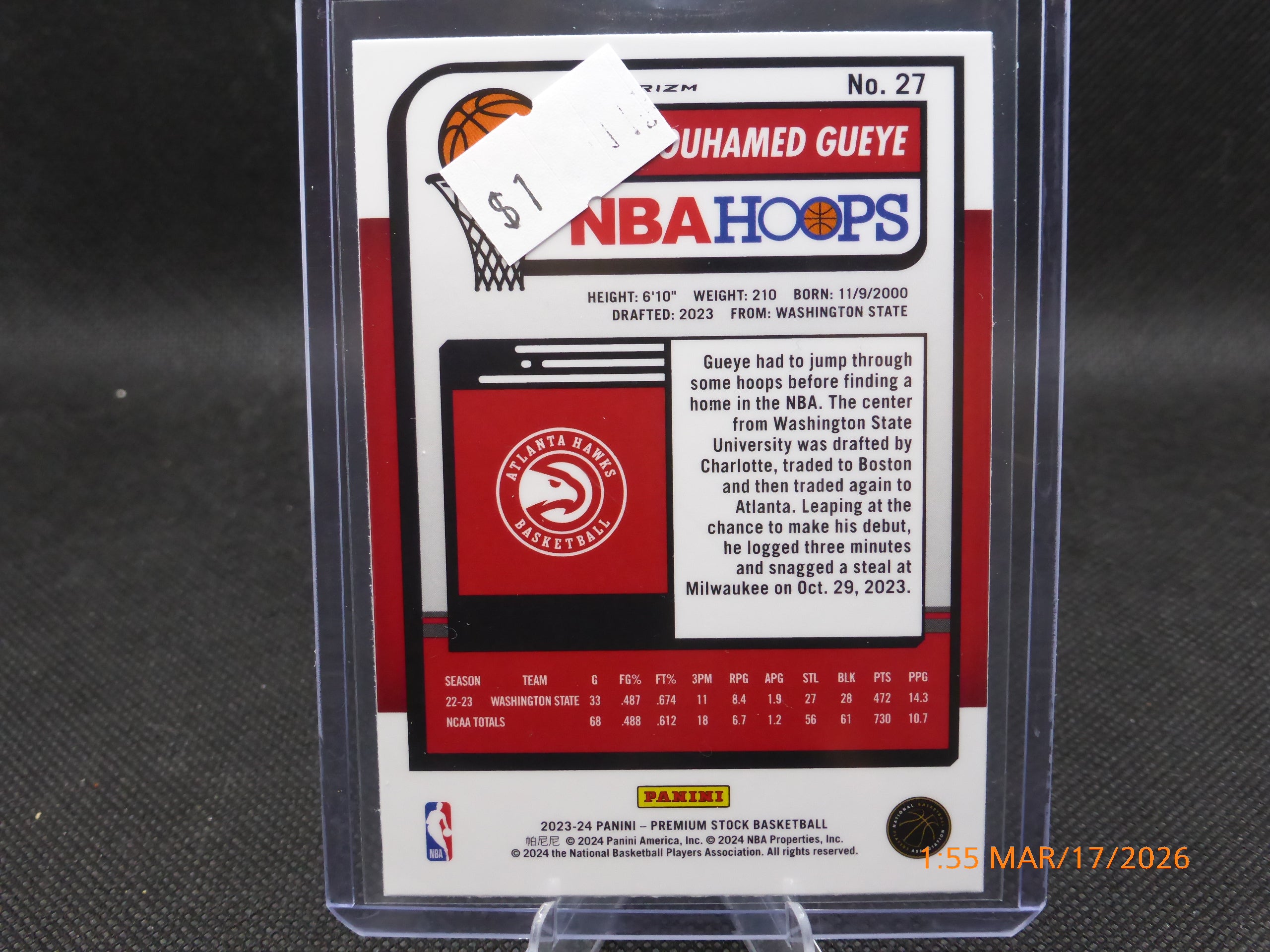 24 NBA Hoops Mouhamed Gueye #27 Crack Ice Prizm