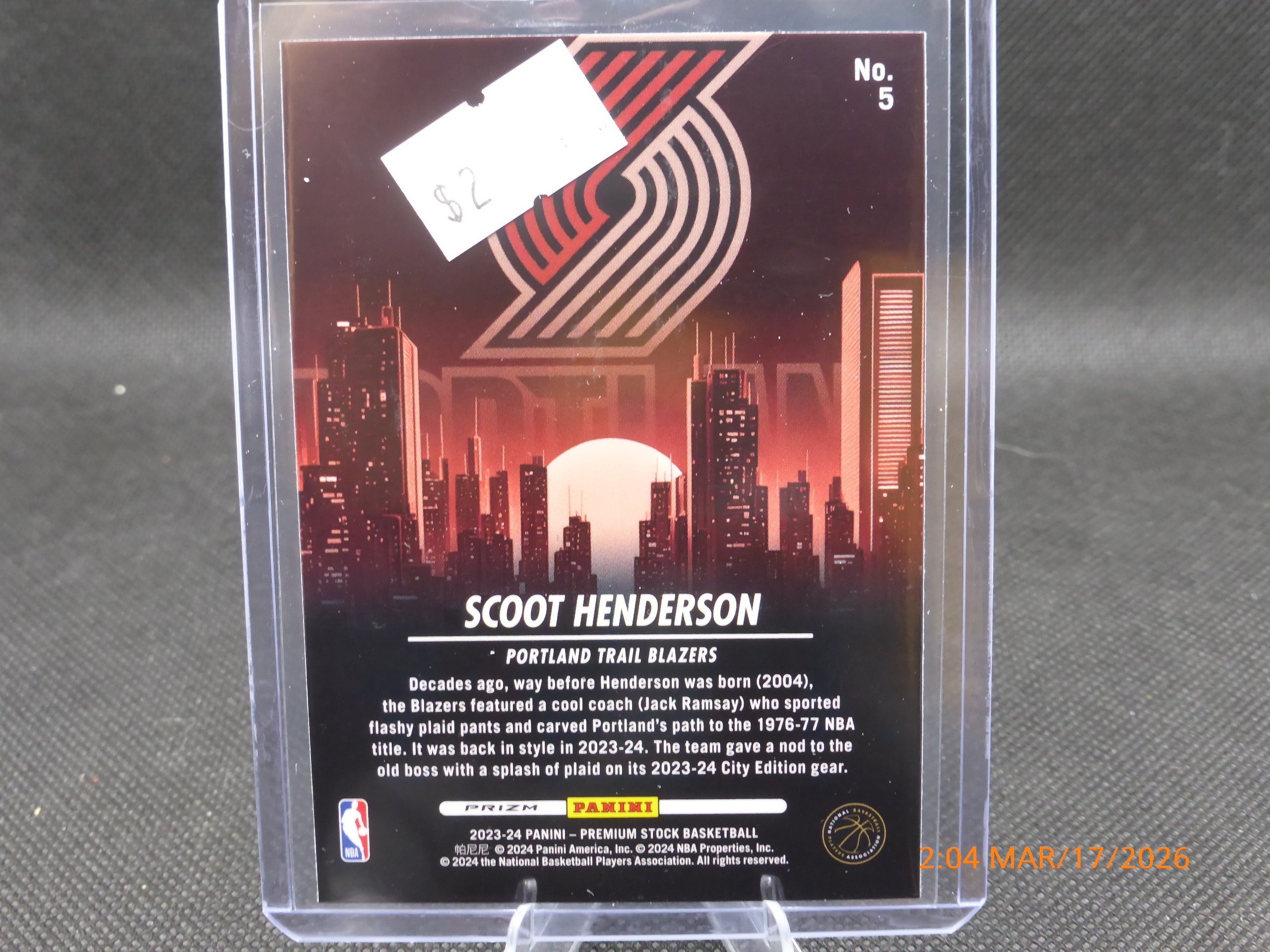 24 NBA Hoops Scoot Henderson #5 City Edition Prizm