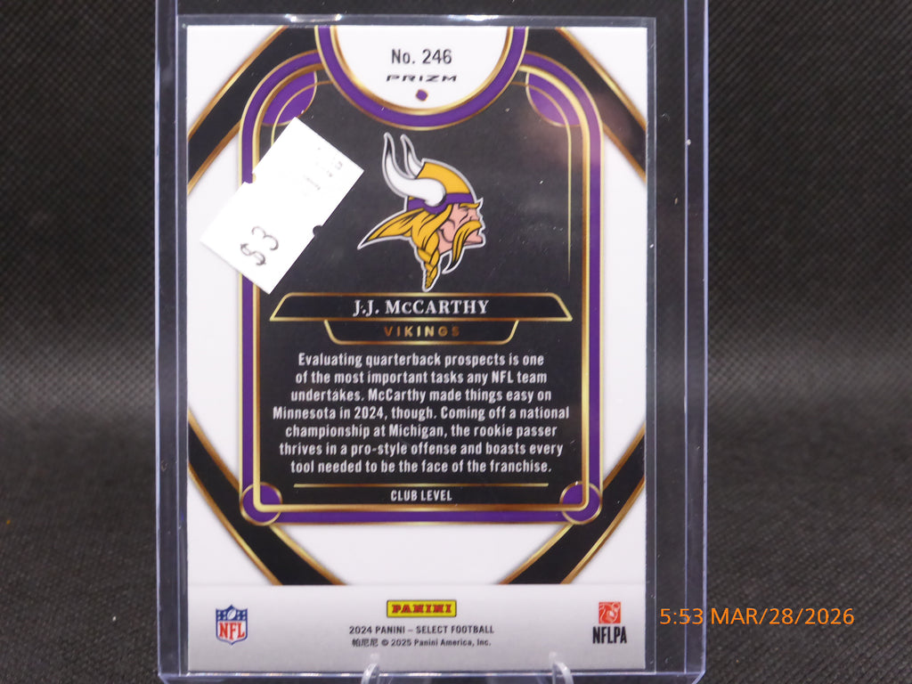 24 Select JJ McCarthy #246 Yellow Red Prizm