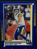 25 Donruss Matthew Stafford #296 Blue Press Proof