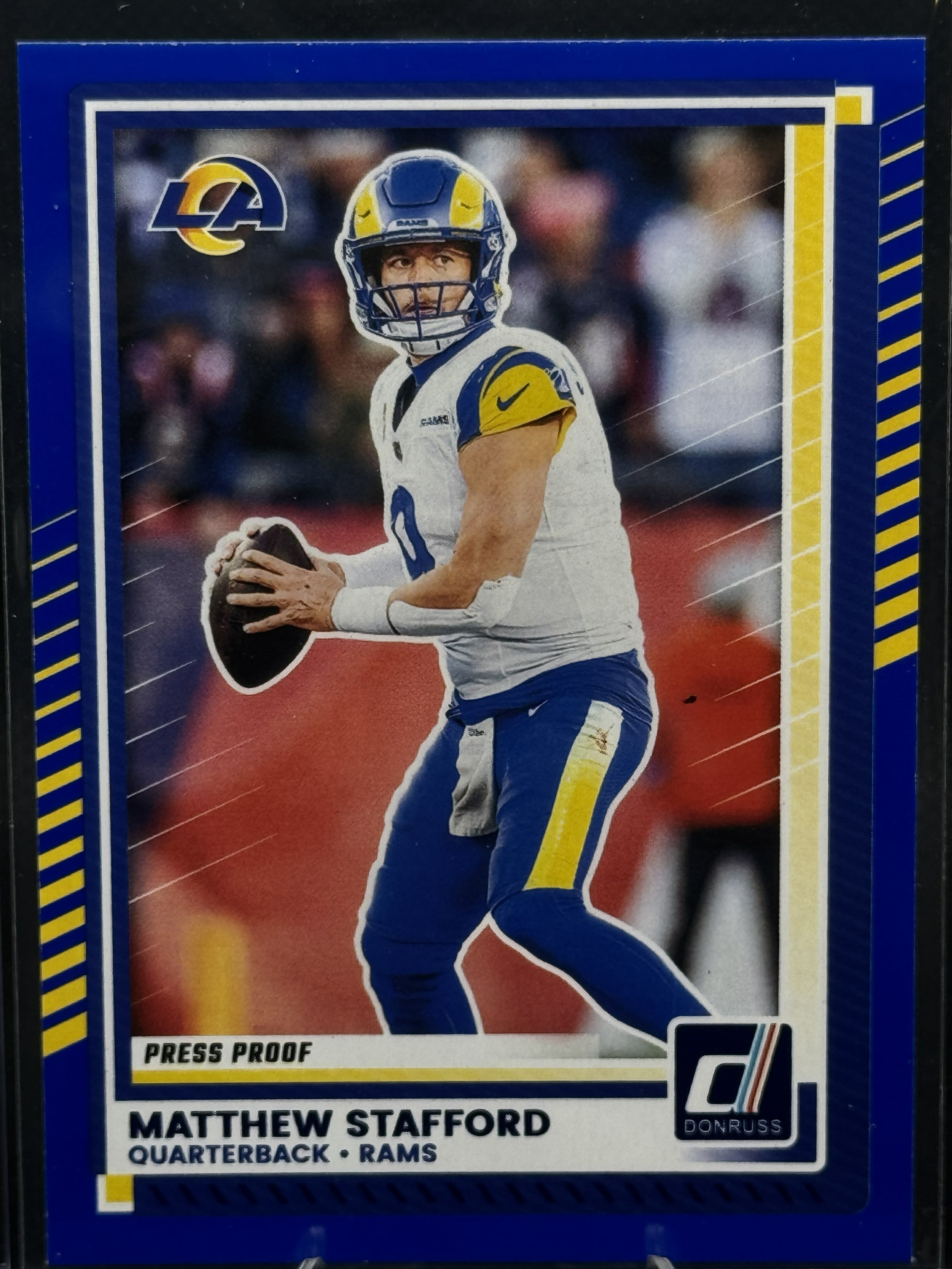 25 Donruss Matthew Stafford #296 Blue Press Proof