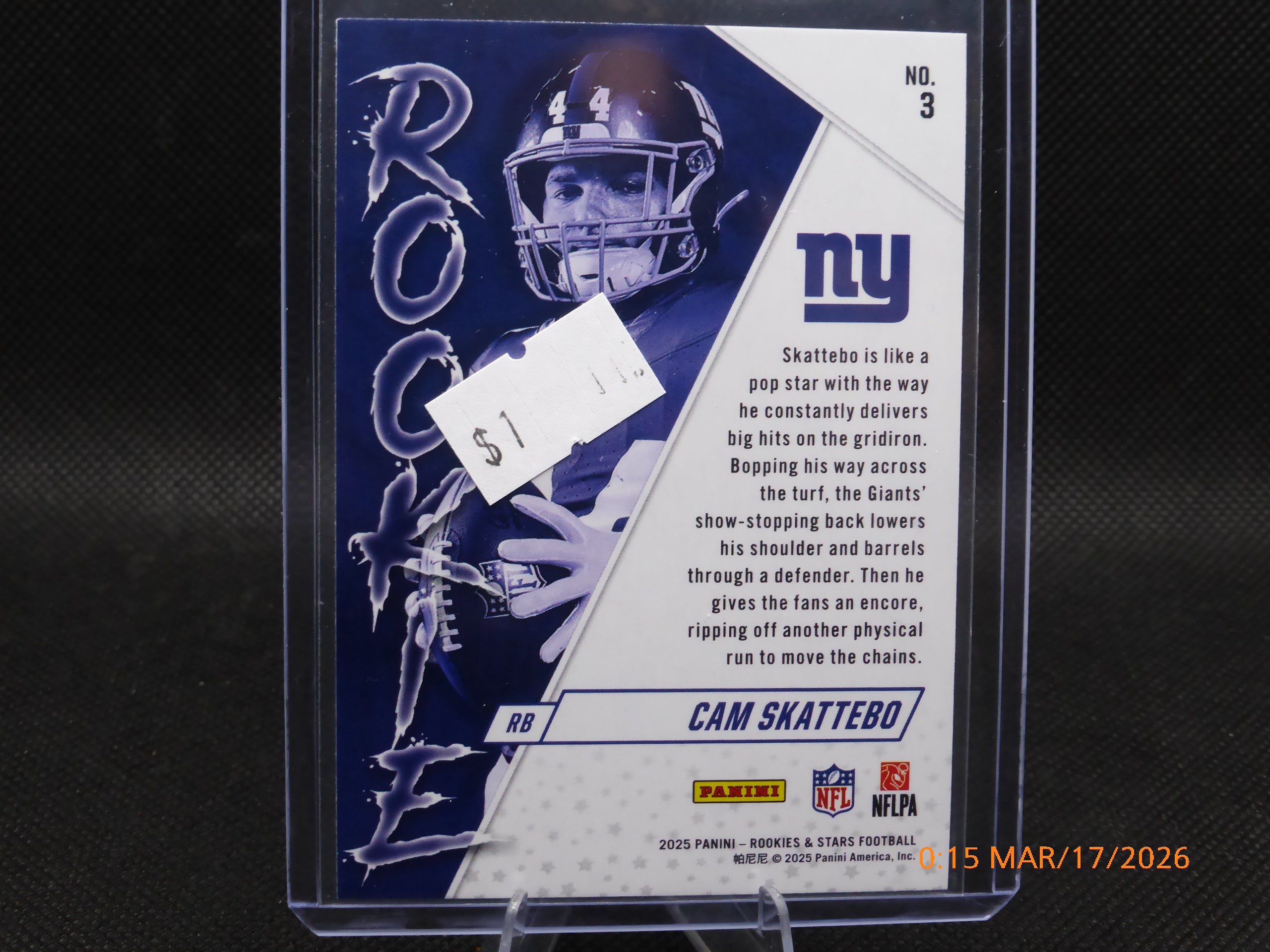 25 Rookie and Star Cam Skattebo #3 Rookie