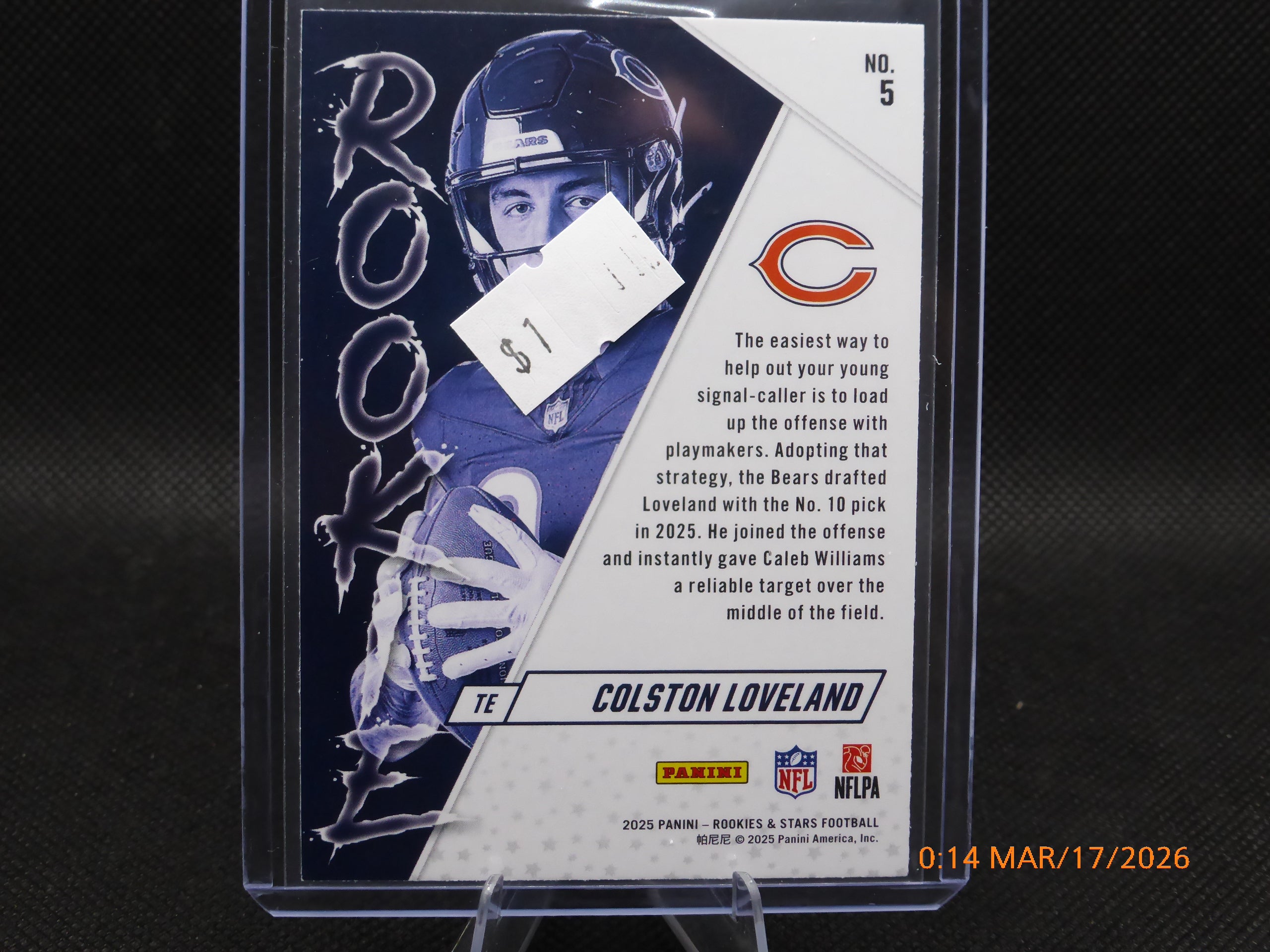 25 Rookie and Star Colston Loveland #5 Rookie