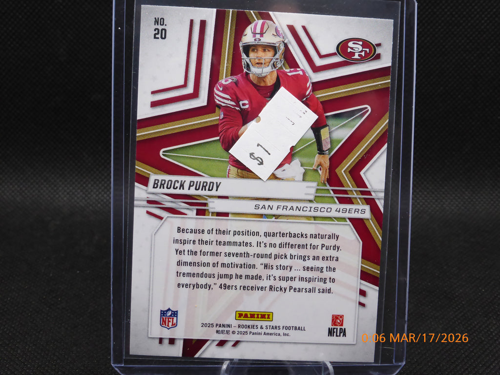25 Rookie and Stars Brock Purdy #20 Red