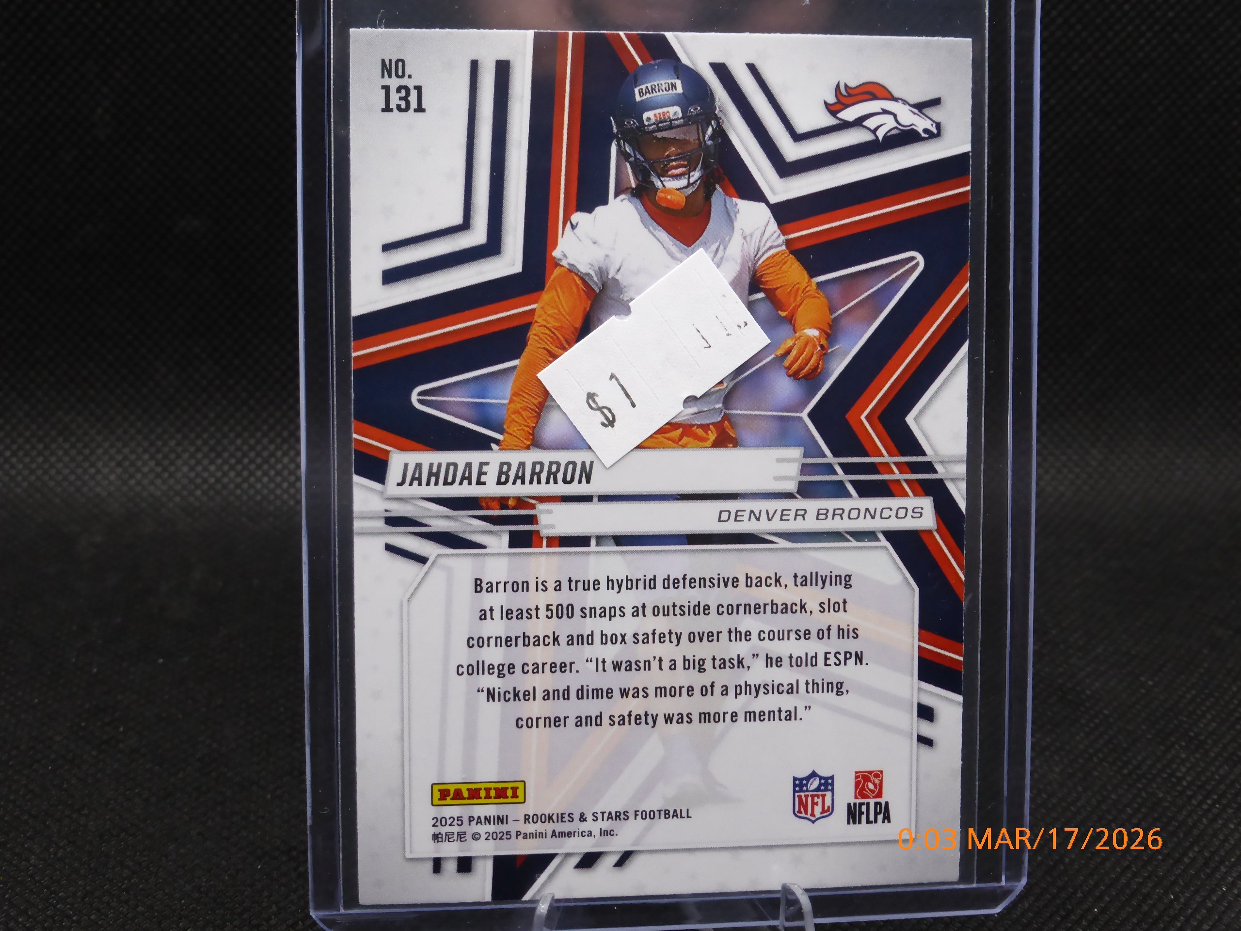 25 Rookie and Stars Jadae Barron #131