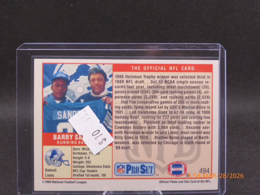 89 Pro Set Barry Sanders #494