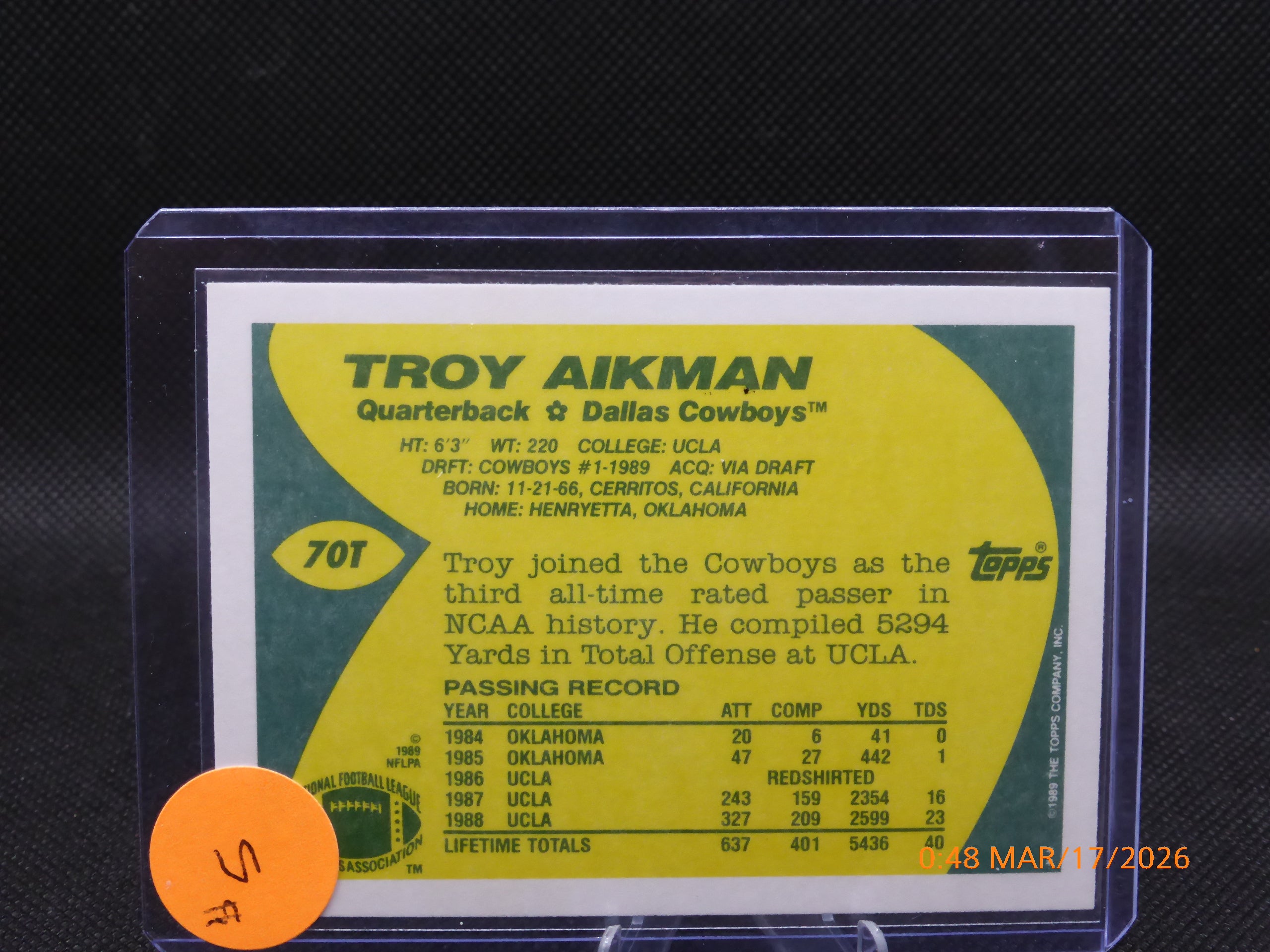 89 Topps Troy Aikman #70T