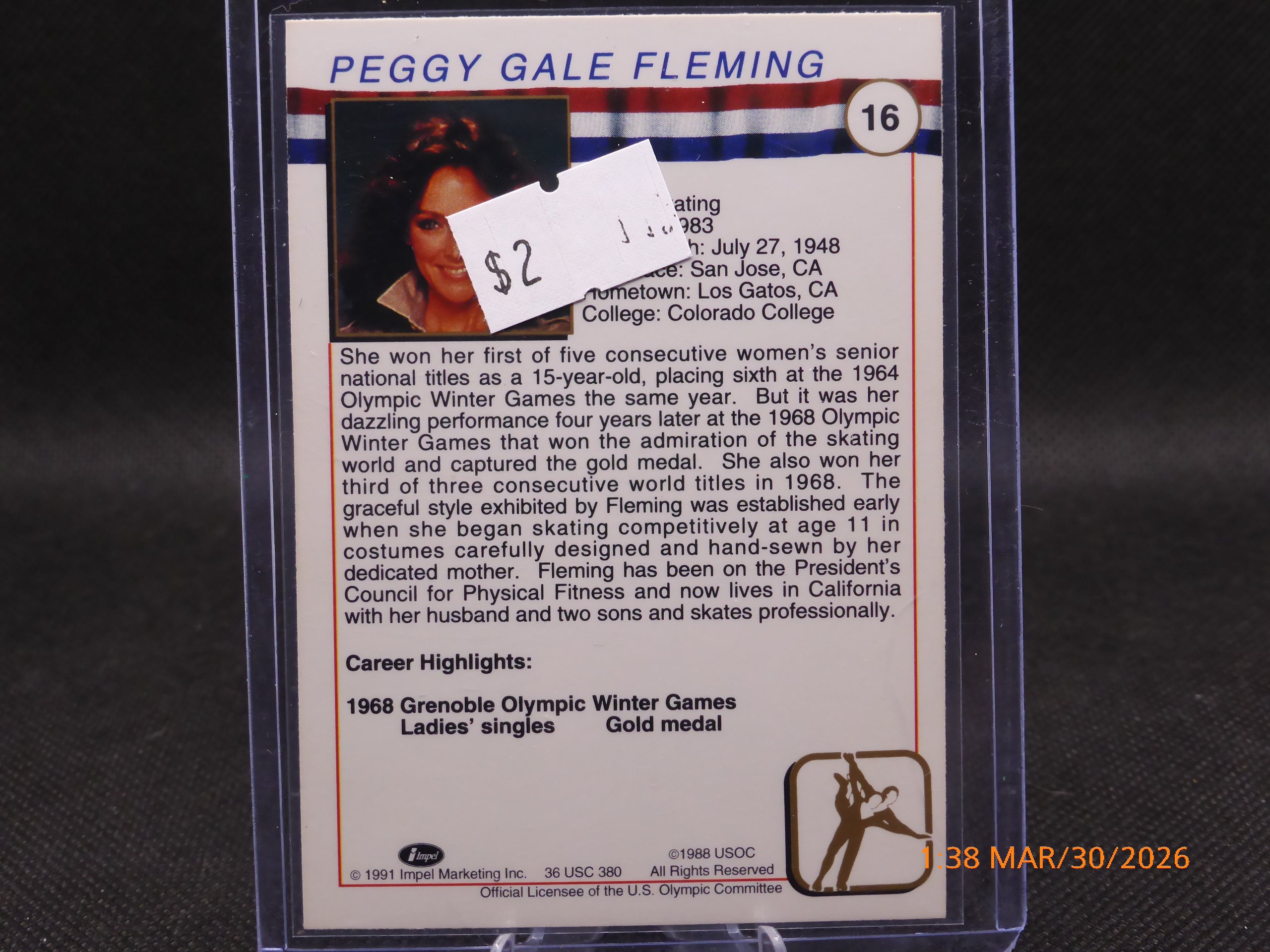 91 Impel Marking Peggy Fleming #16