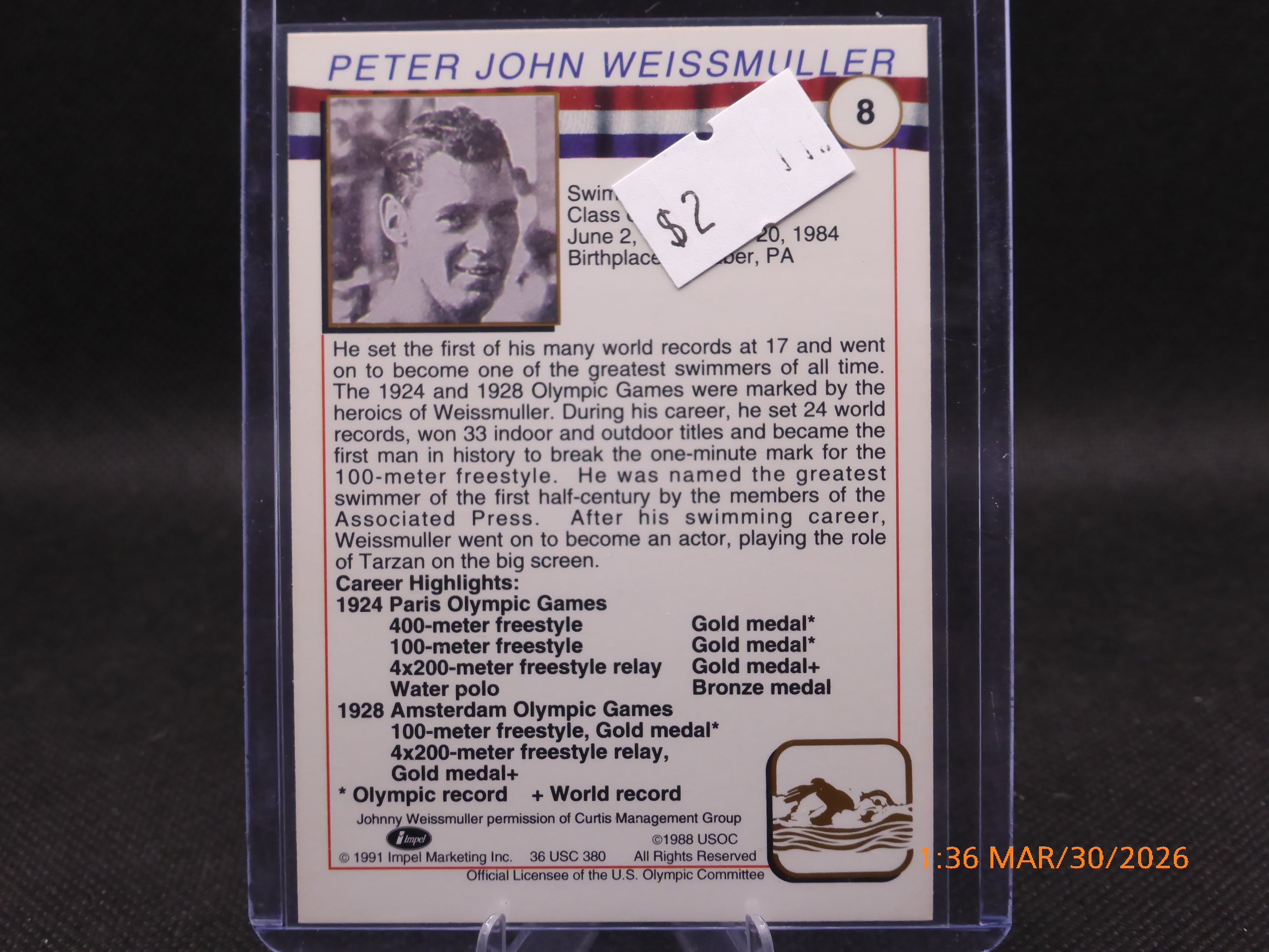 91 Impel Marking Peter John Weissmuller #8