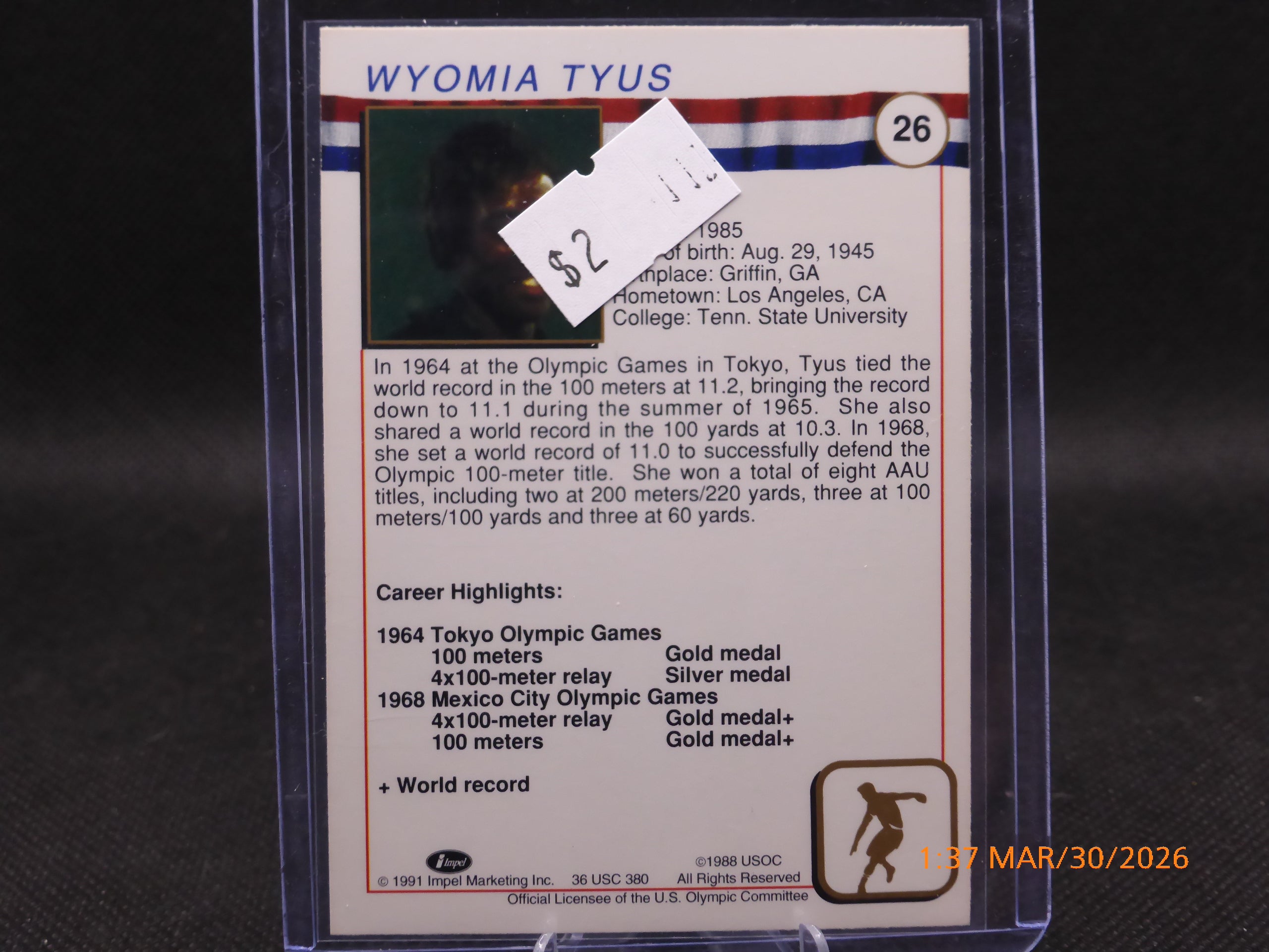 91 Impel Marking Wyomia Tyus #26
