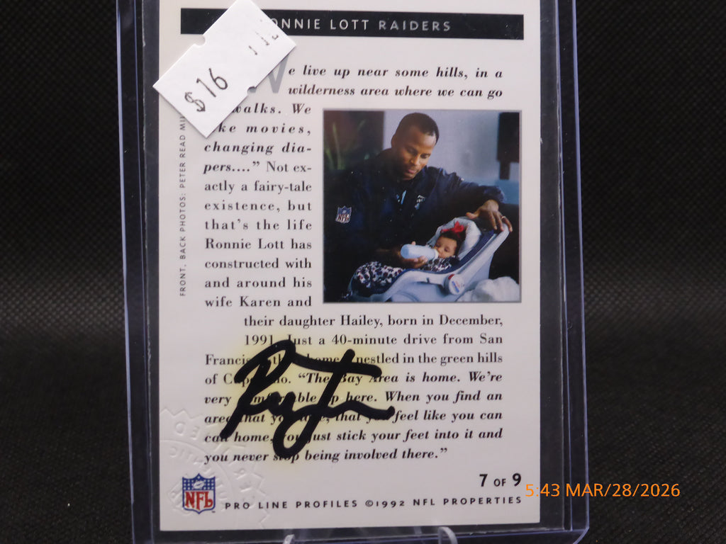 92 Pro Line Portraits Ronnie Lot #7 of 9 Autograph