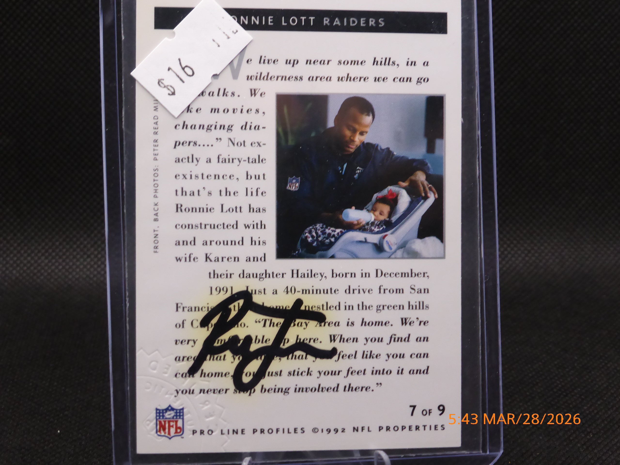 92 Pro Line Portraits Ronnie Lot #7 of 9 Autograph