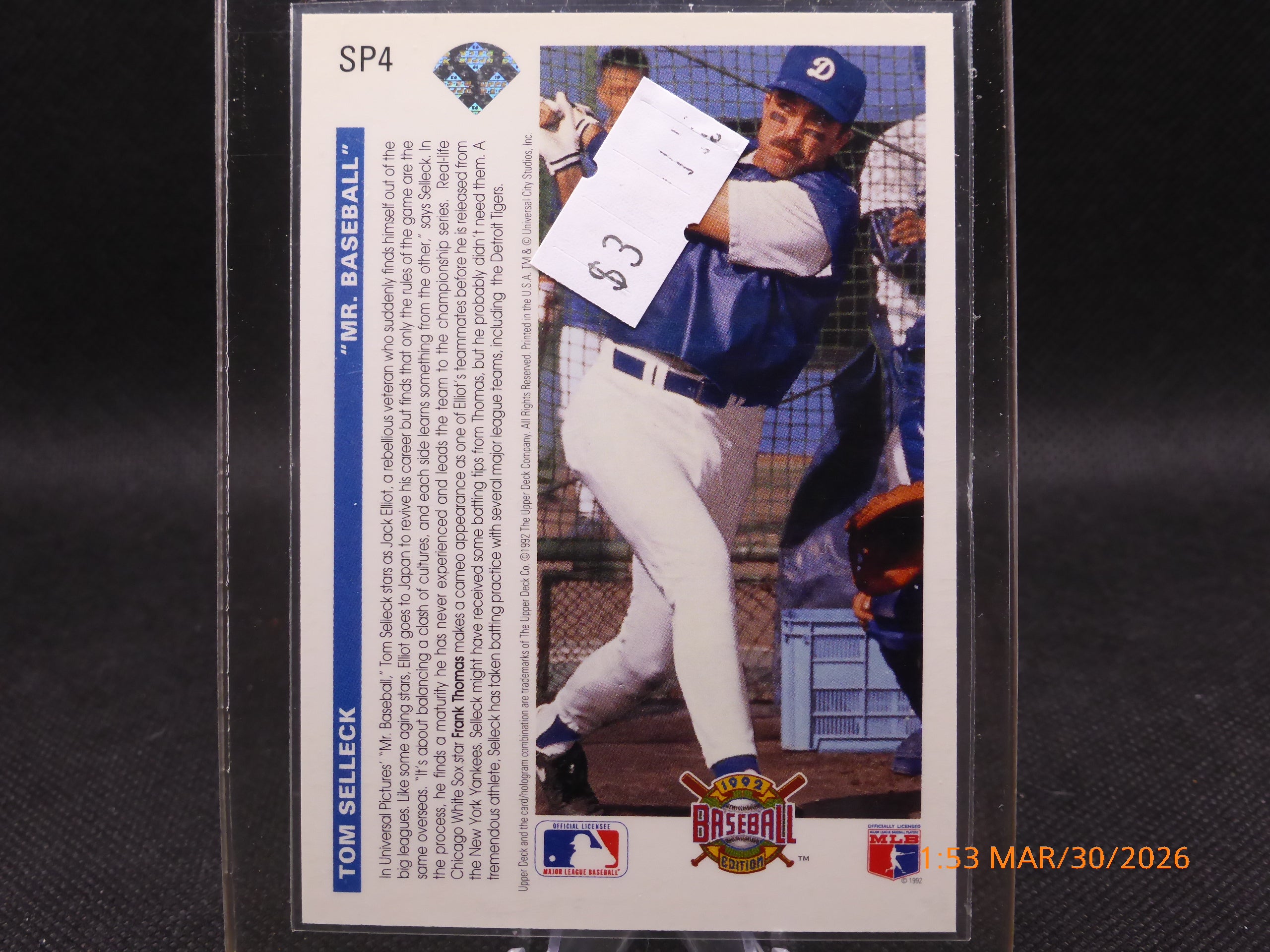 92 Upper Deck Tom Selleck # SP4 Mr. Baseball