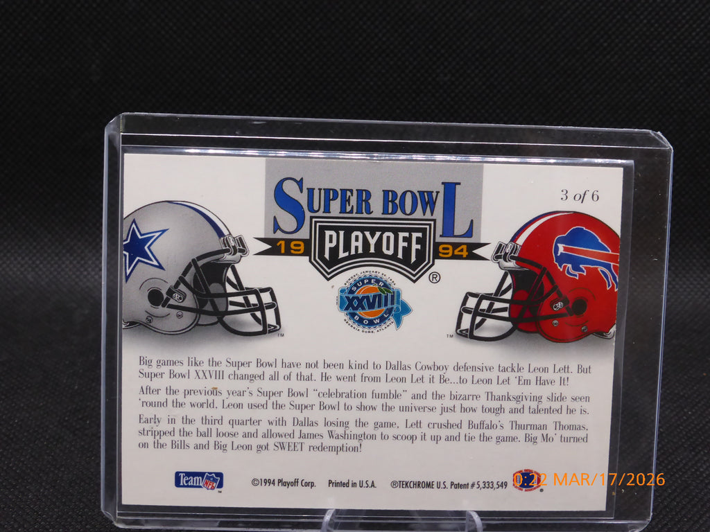 94 Playoff Leon Lett 3 of 6 Super Bowl