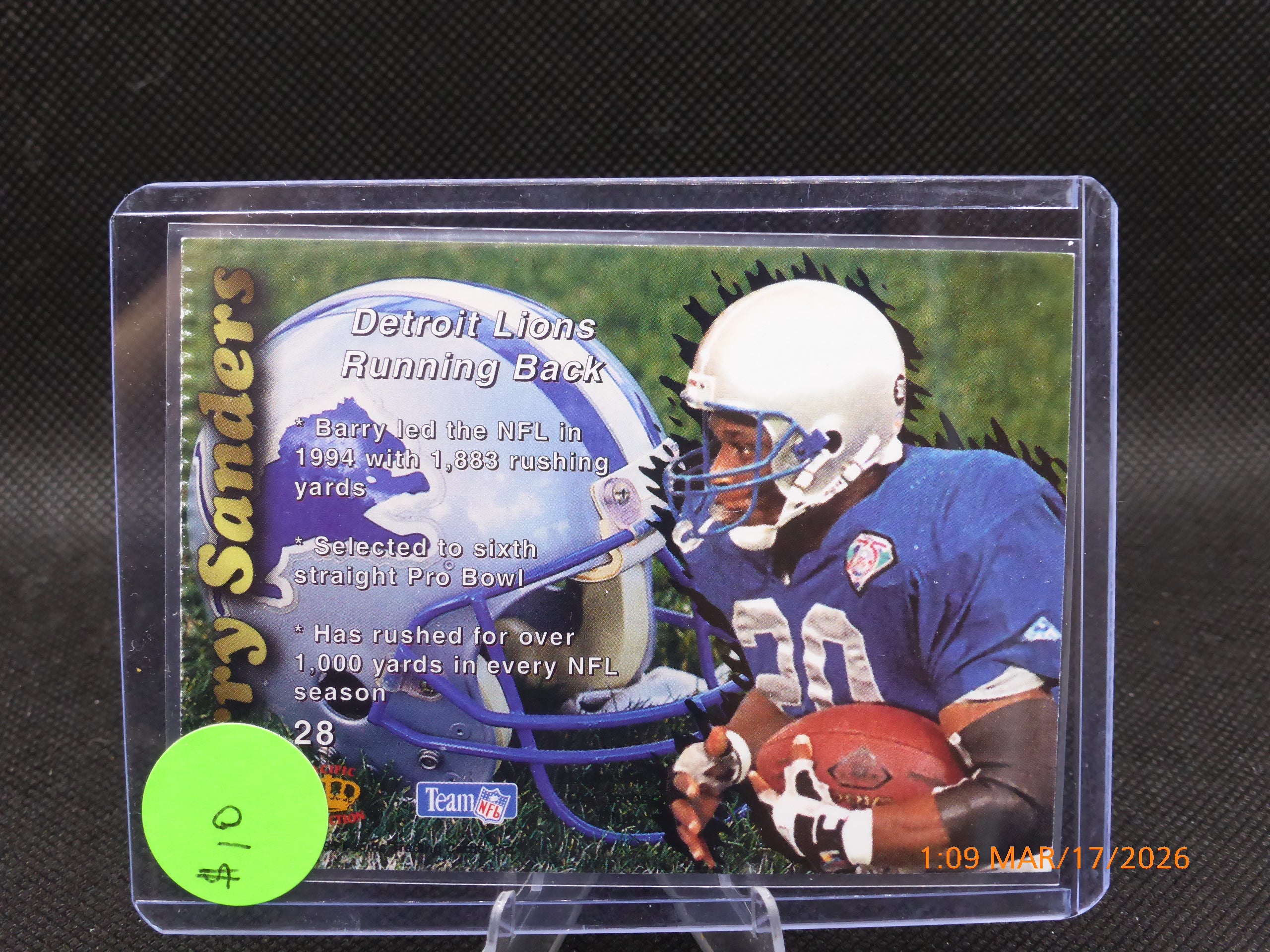 95 Pacific Collection Barry Sanders #28 Gold