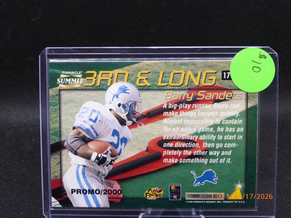96 Pinnacle Summit Barry Sanders #17 of 18 Promo 2000