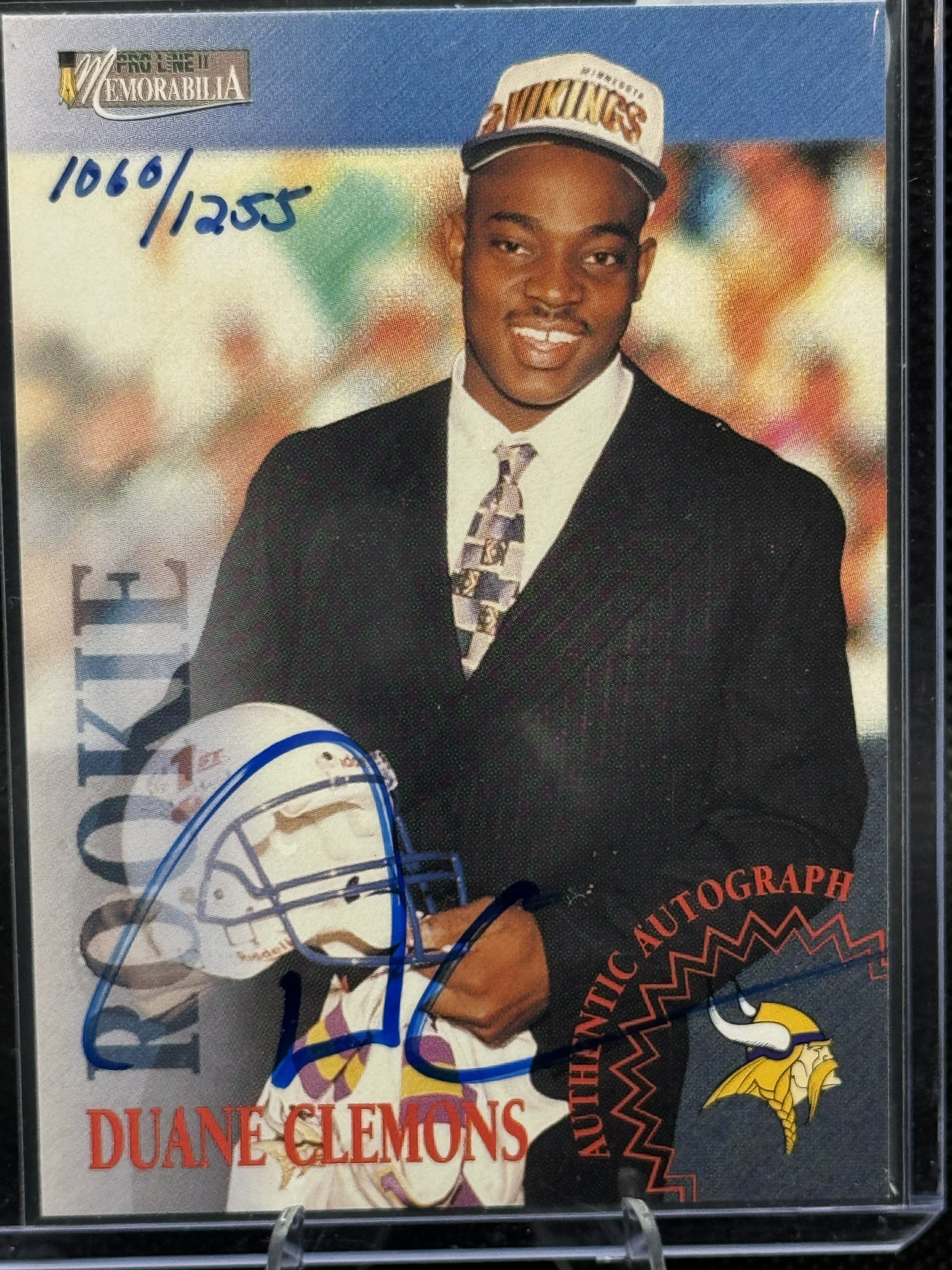 96 Pro Line II Memorabilia Duane Clemons (RC) #1060 of 1255 Autograph