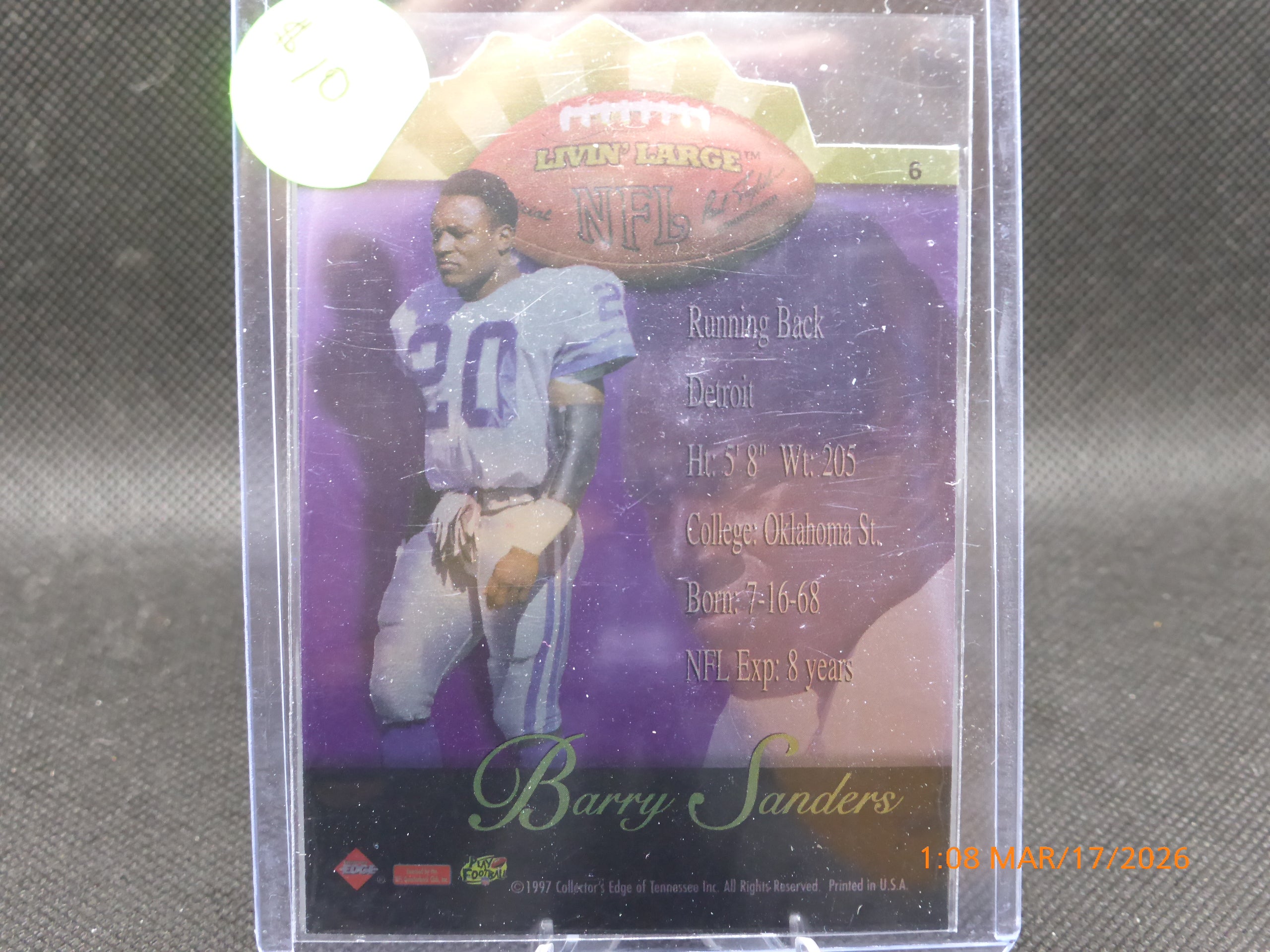 97 Collectors Edge Barry Sanders #6 Livin Large