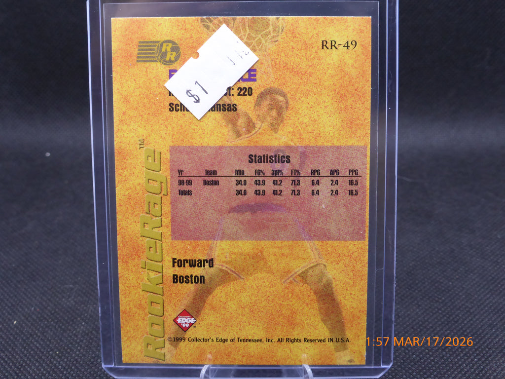 99 Collector's Edge Paul Pierce #RR-49 Rookie Rage