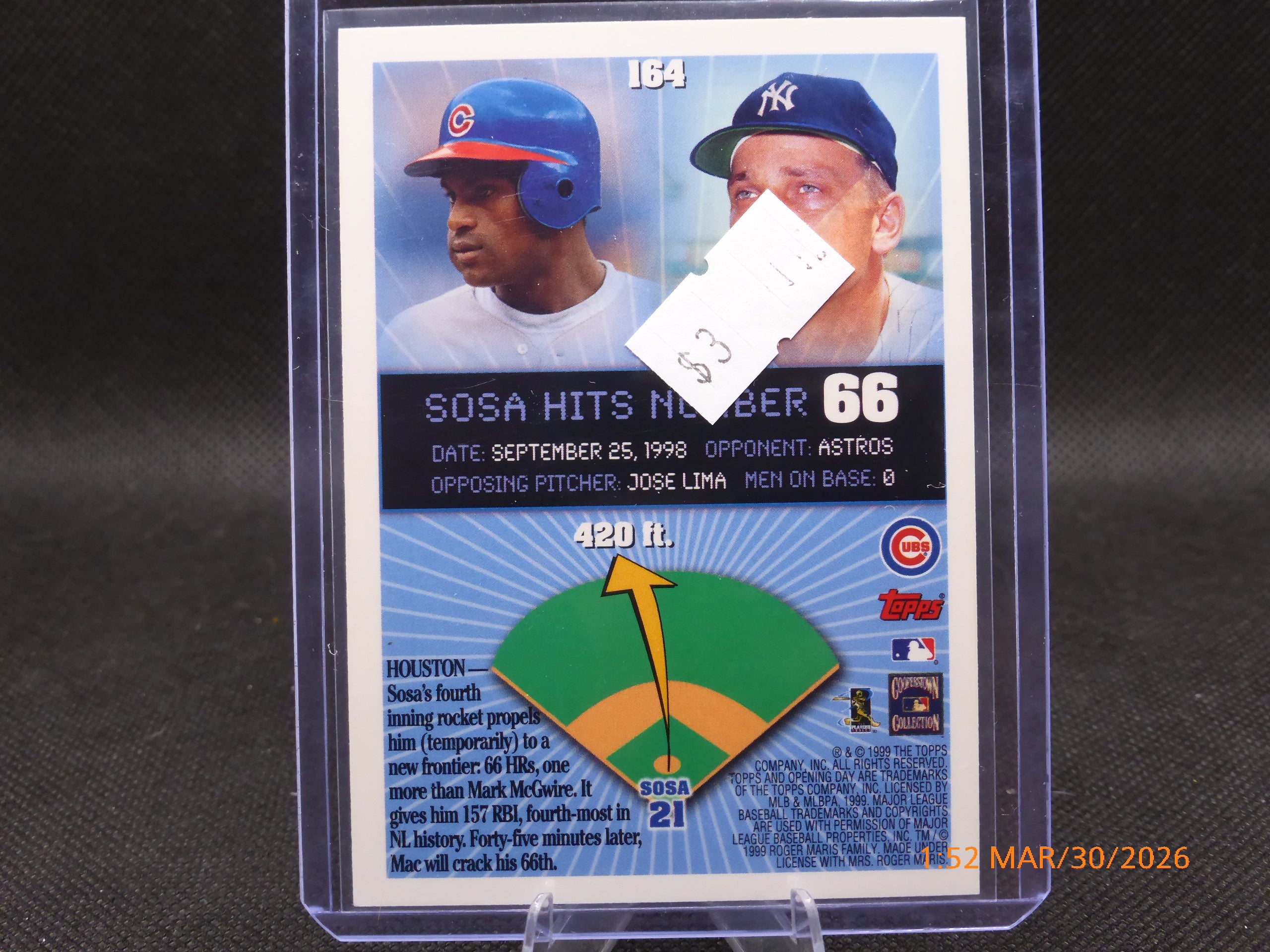 99 Topps Opening Day Sammy Sosa #164