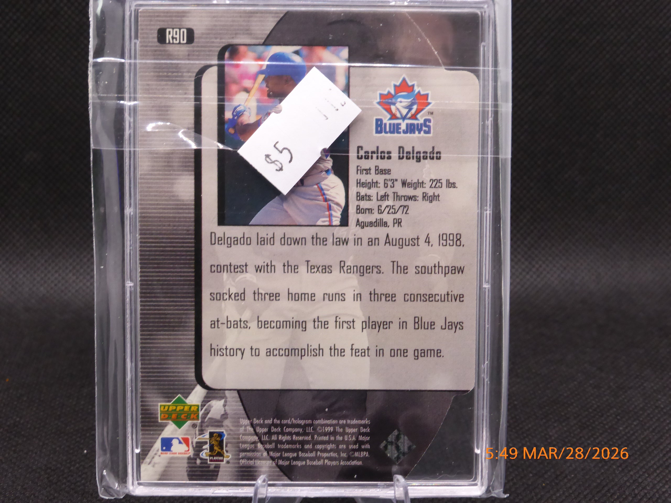 99 UD Black Label Carlos Delgado #R90