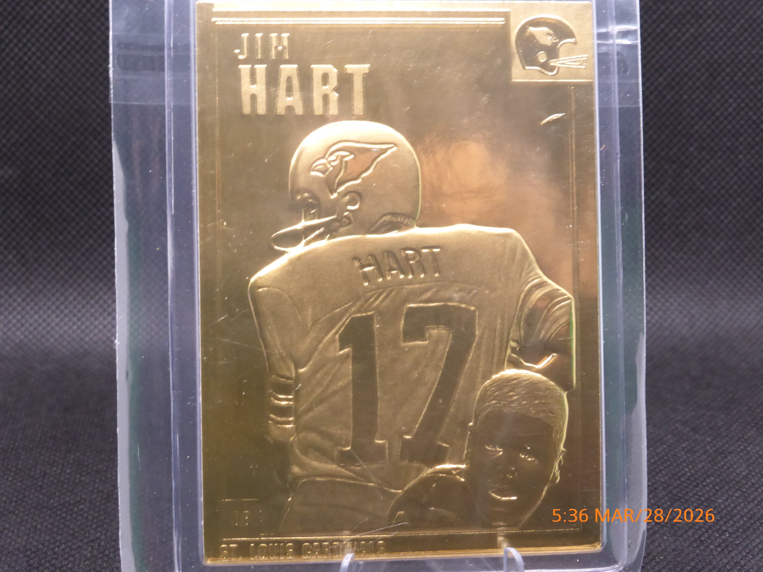 Jim Hart #4 1999-2001 DANBURY MINT 22K GOLD NFL LEGENDS SEALED ENCASED