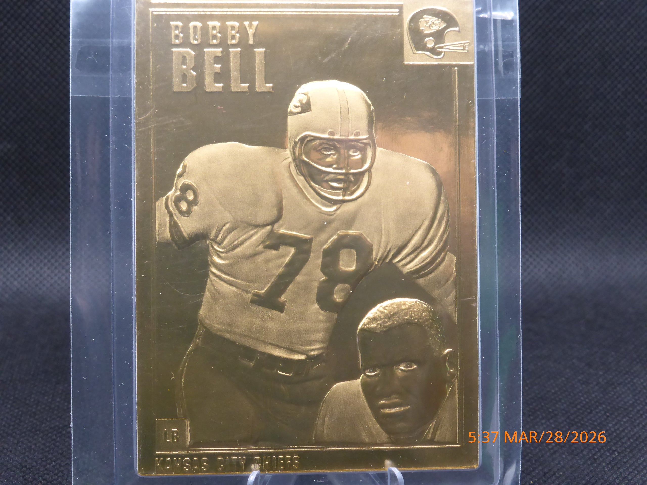 Kansas City Chiefs-BOBBY BELL, DANBURY MINT 22K GOLD LEGEND CARD #29-Minnesota