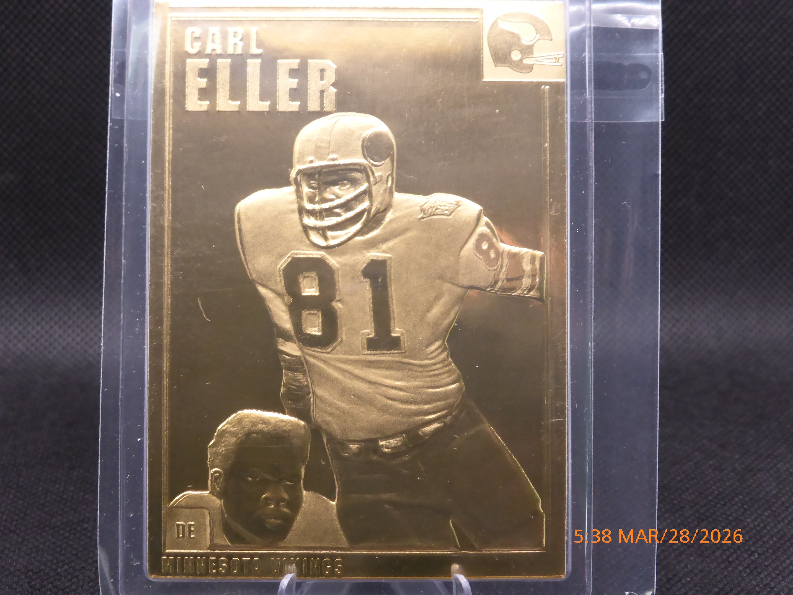 Minnesota Vikings-CARL ELLER, DANBURY MINT 22K GOLD LEGEND CARD #24-Minnesota