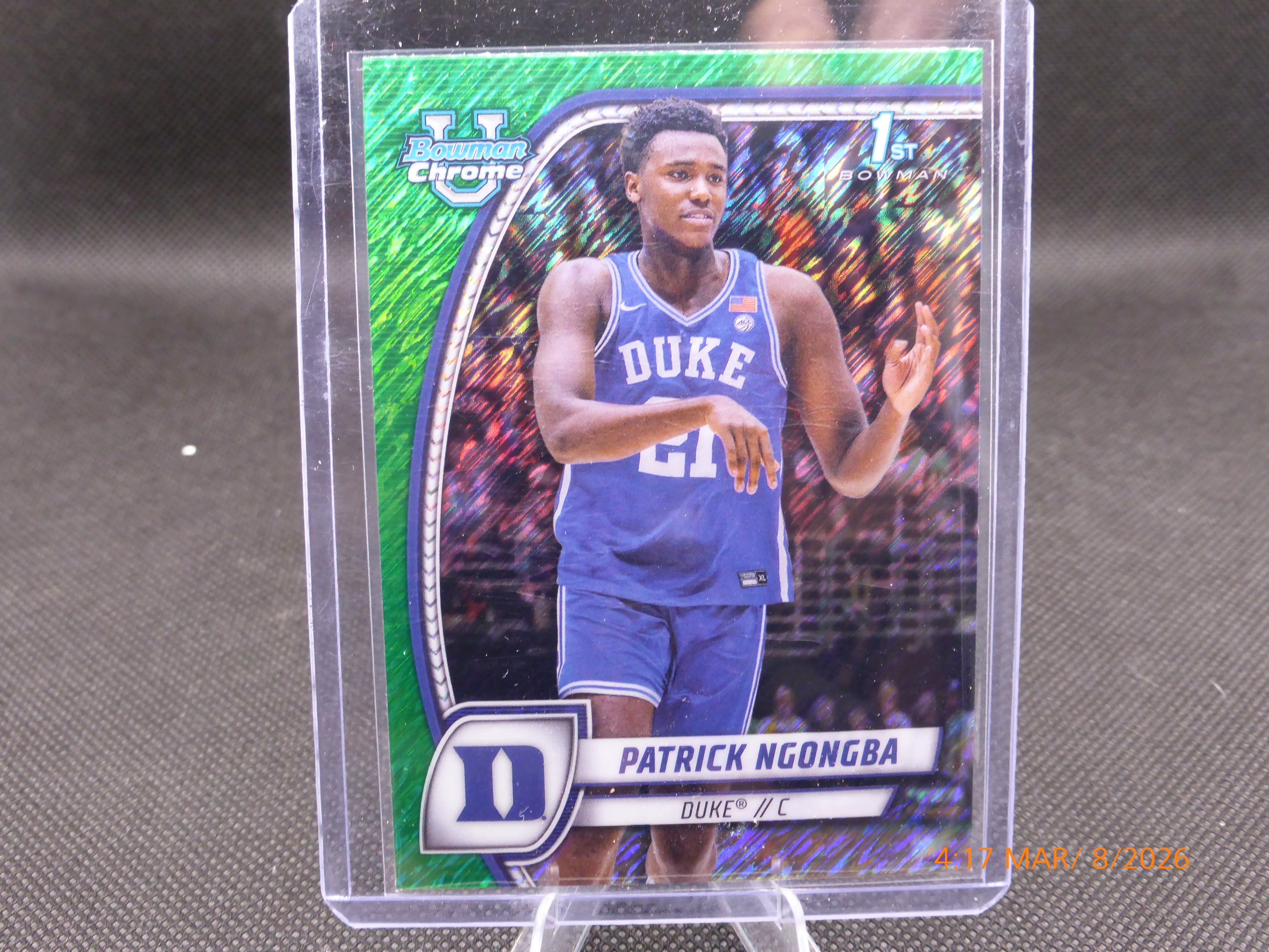25 Bowman University Chrome Patrick Ngongba #58 Green Shimmer Refractor (RC)