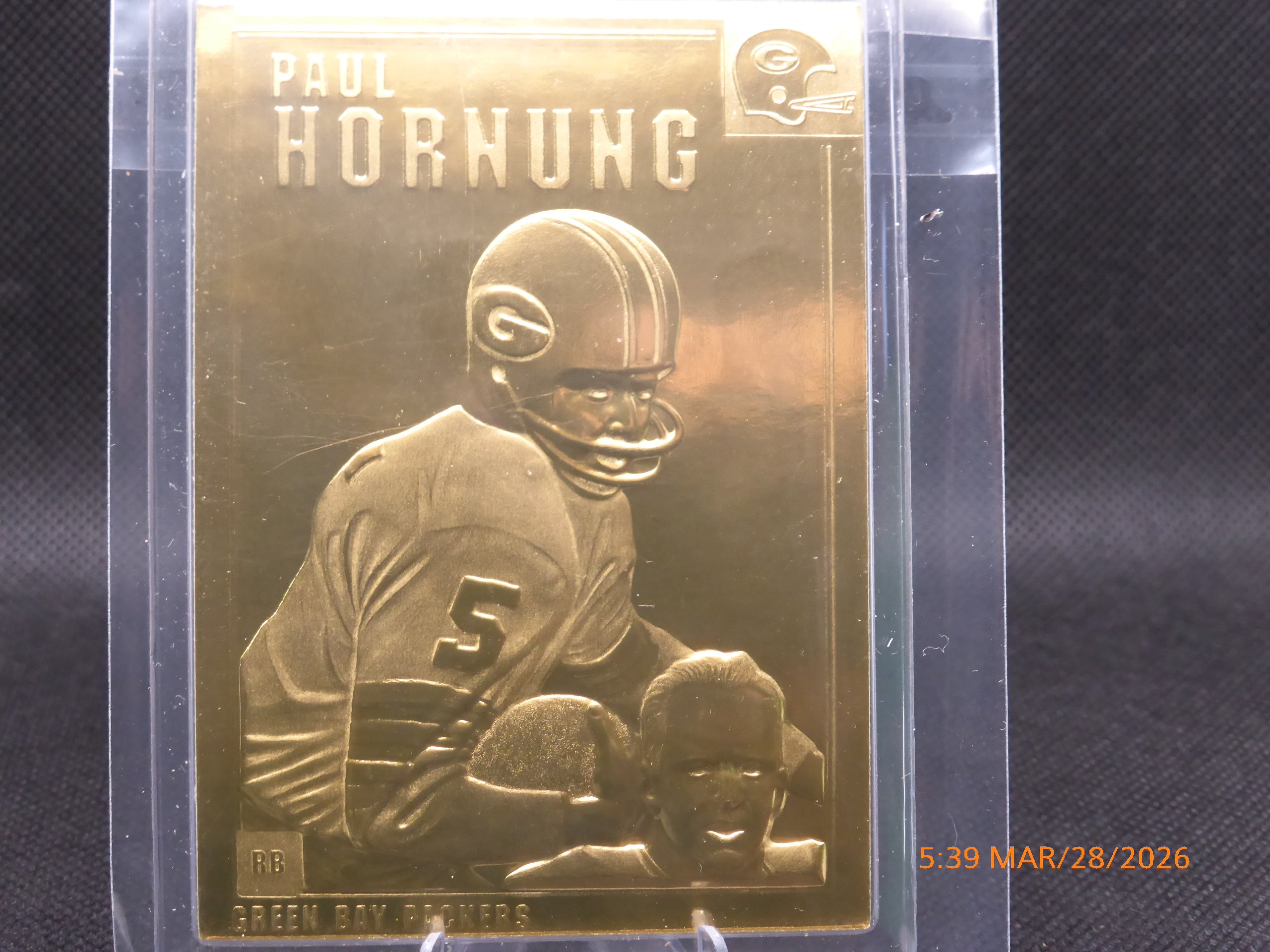 Paul Hornung 22kt Gold football card Packers Danbury Mint # 22